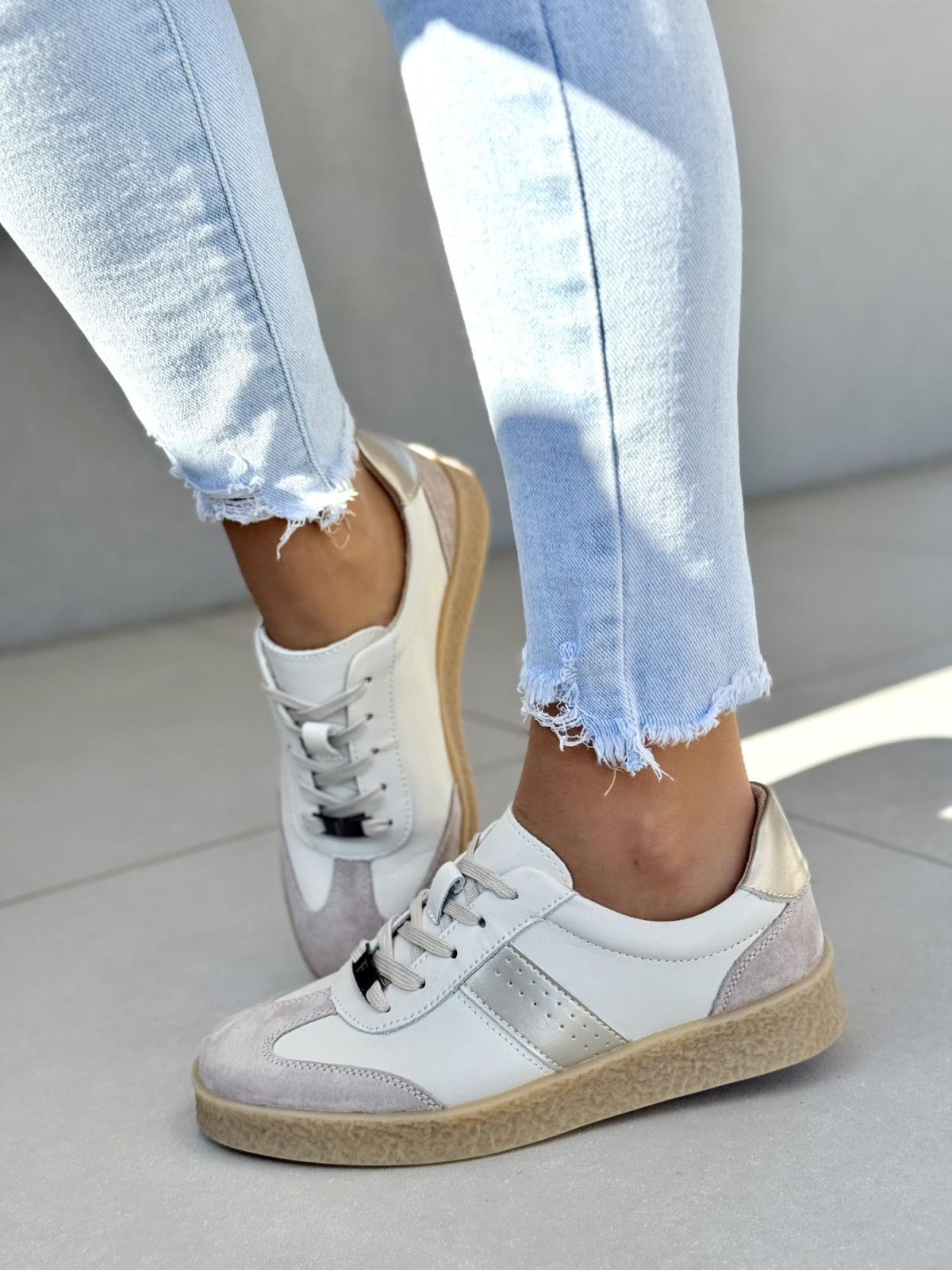 Sneakersy damskie ze skóry naturalnej