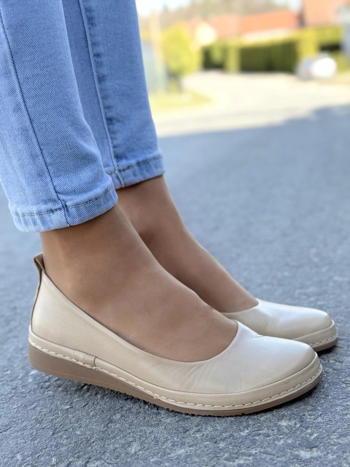 Baleriny OLEKSY ze skóry naturalnej