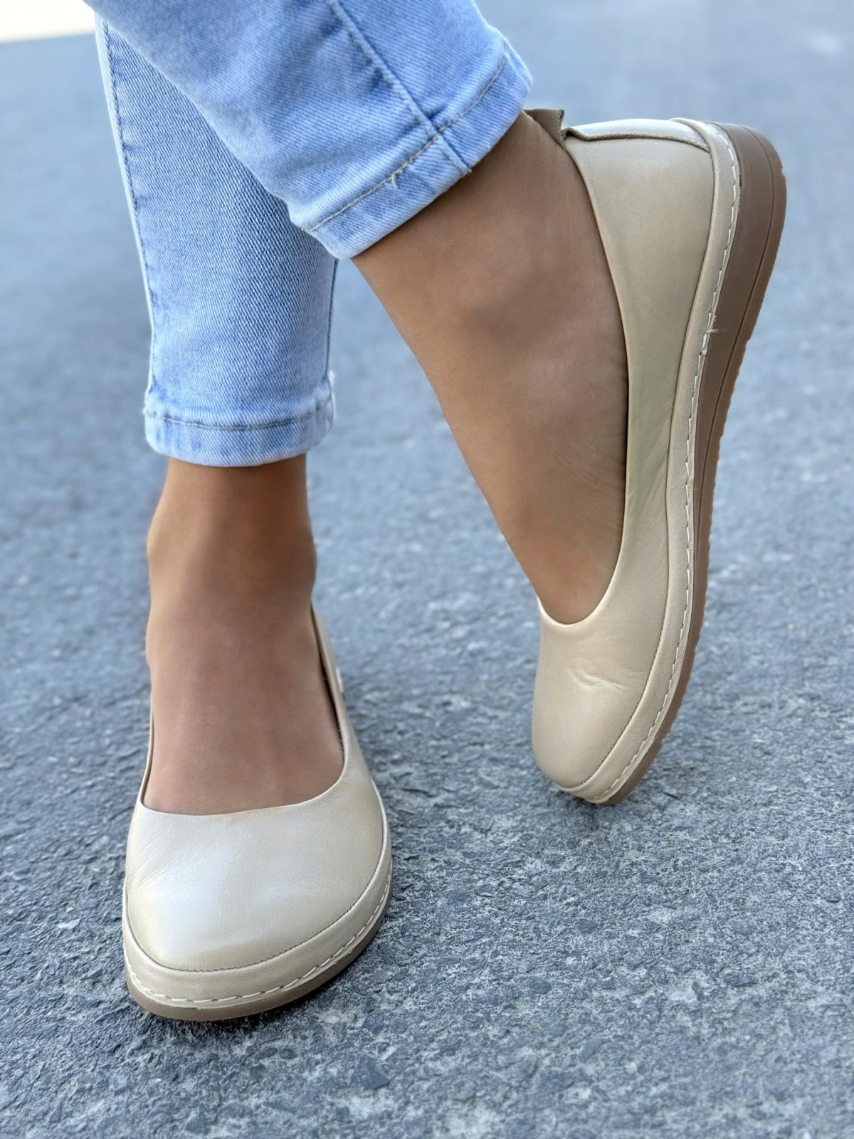 Baleriny OLEKSY ze skóry naturalnej