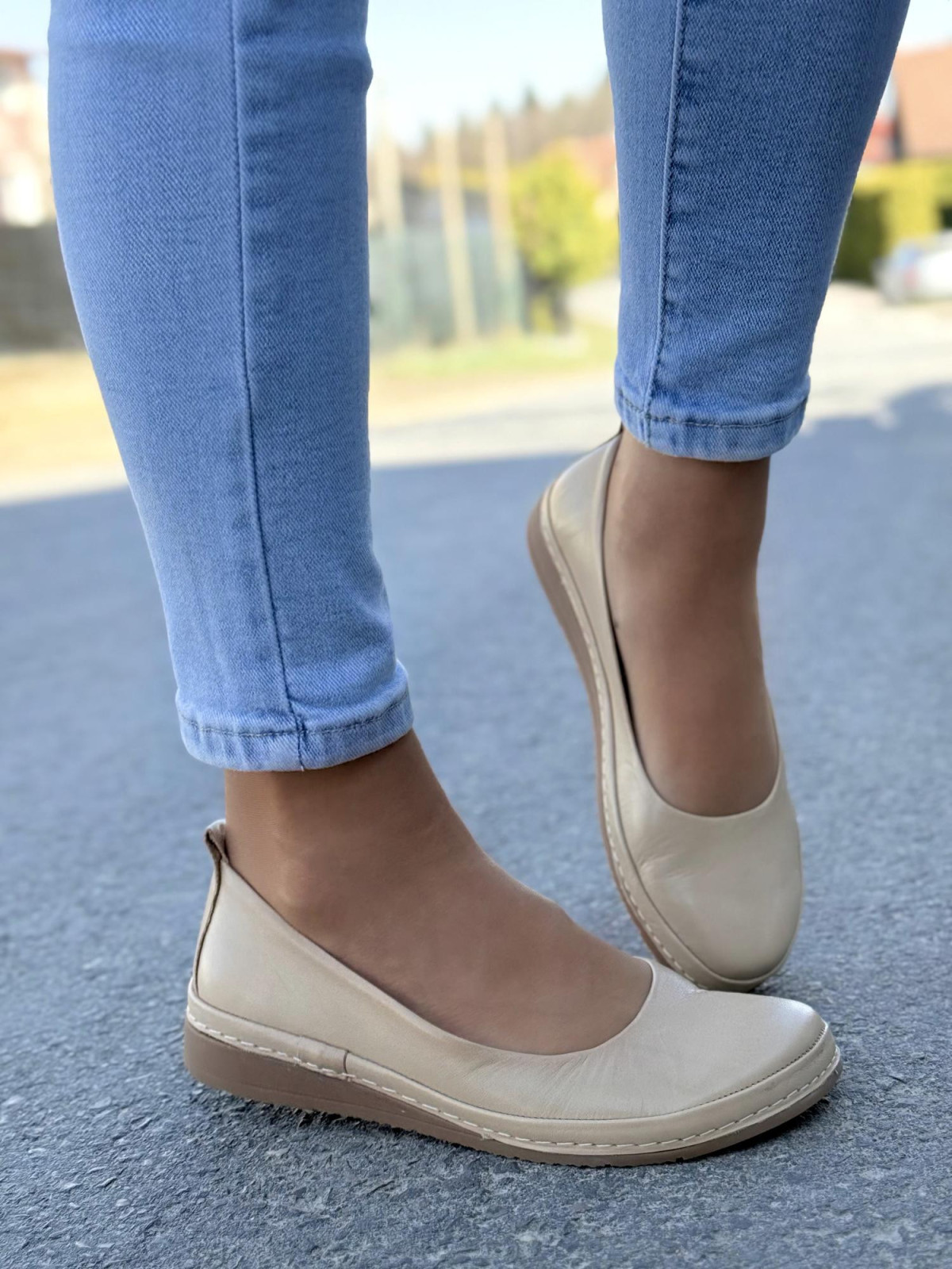 Baleriny OLEKSY ze skóry naturalnej