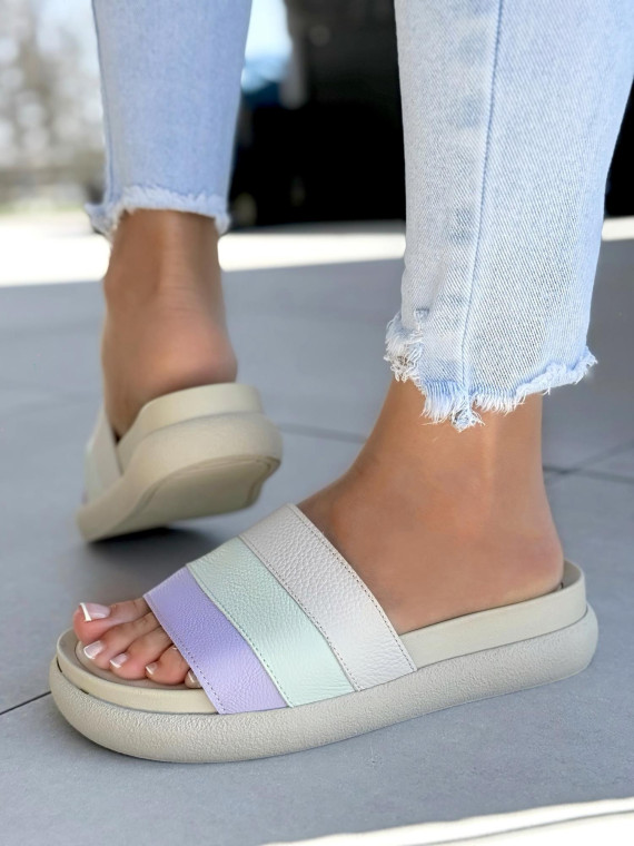 Wygodne klapki damskie OLEKSY ze skóry naturalnej Polskiej produkcji