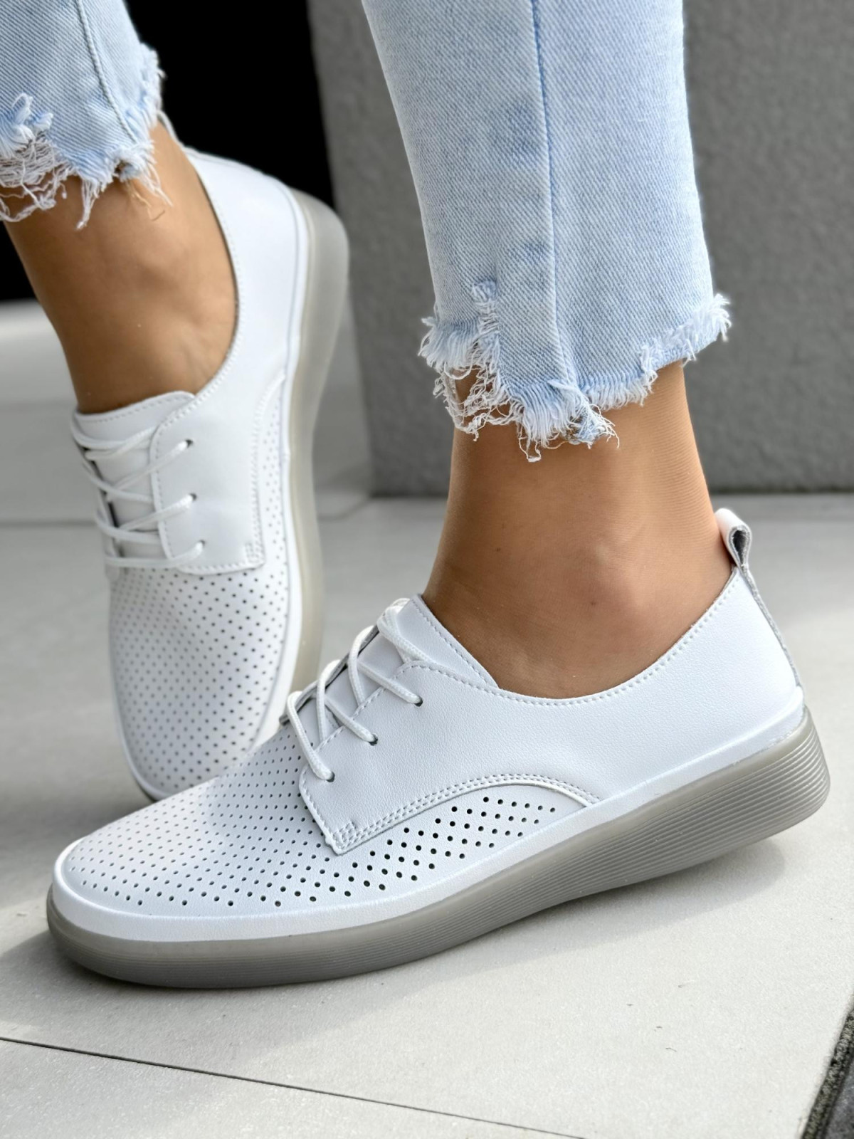 Wygodne przewiewne półbuty damskie ze skóry naturalnej