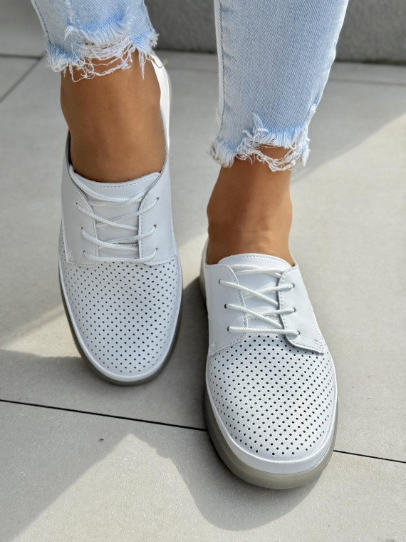 Wygodne przewiewne półbuty damskie ze skóry naturalnej