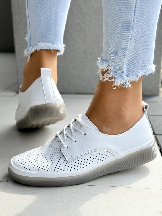 Wygodne przewiewne półbuty damskie ze skóry naturalnej