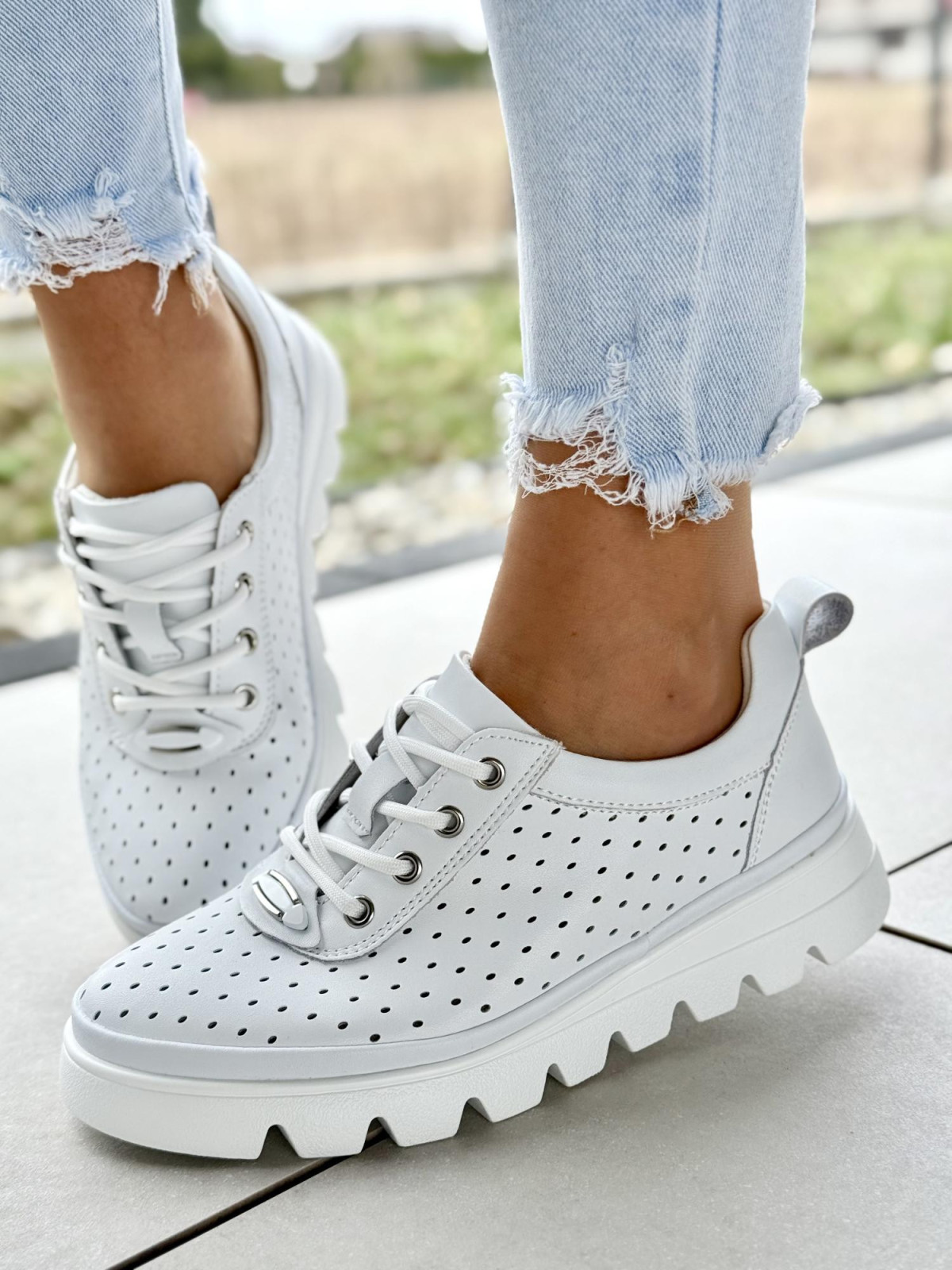 Sneakersy damskie ze skóry naturalnej