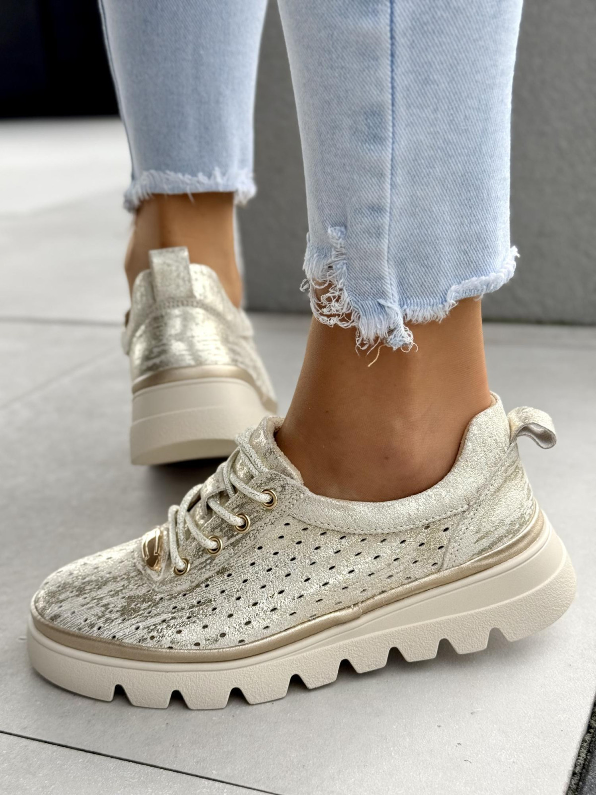 Sneakersy damskie ze skóry naturalnej