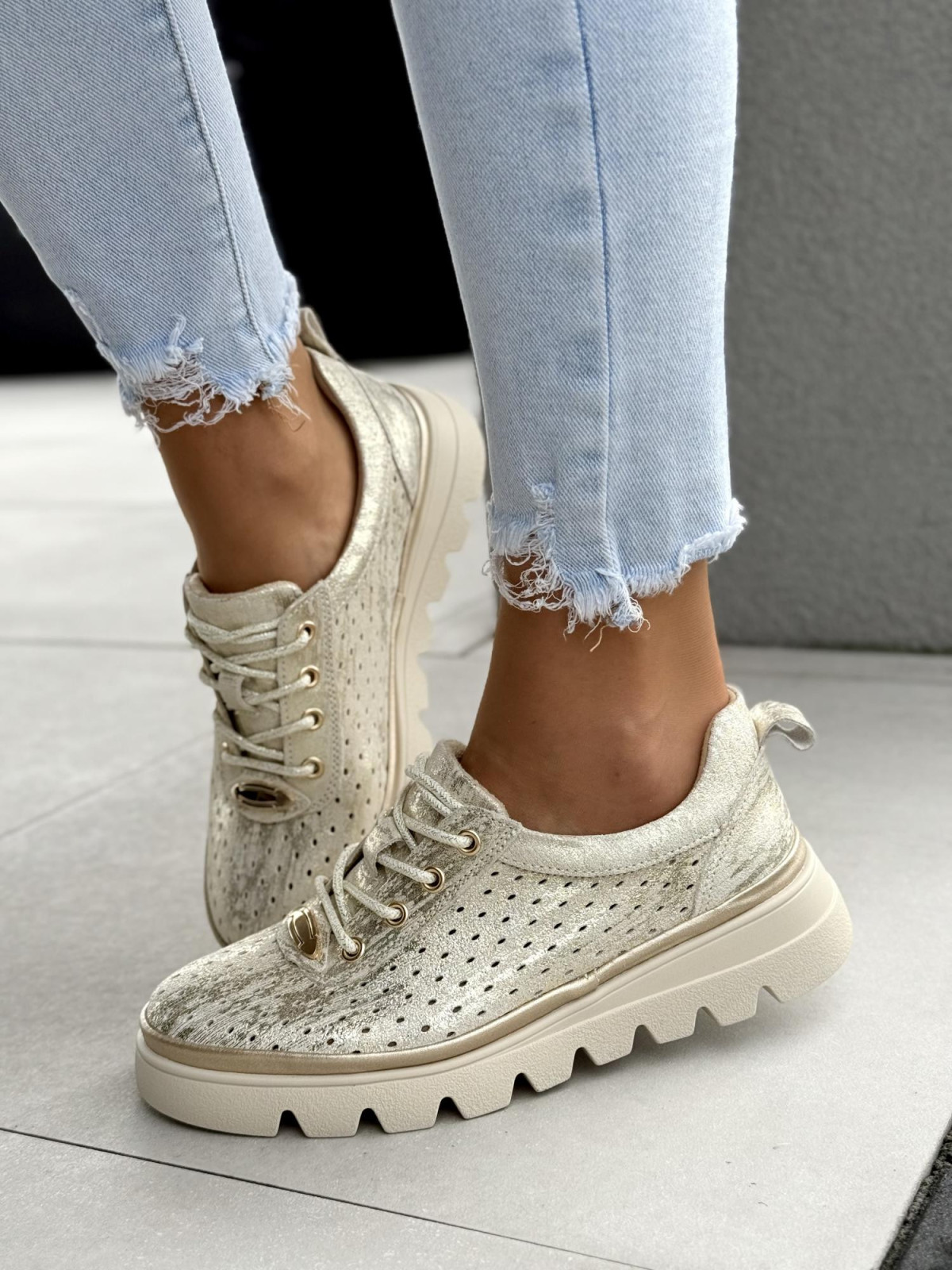 Sneakersy damskie ze skóry naturalnej