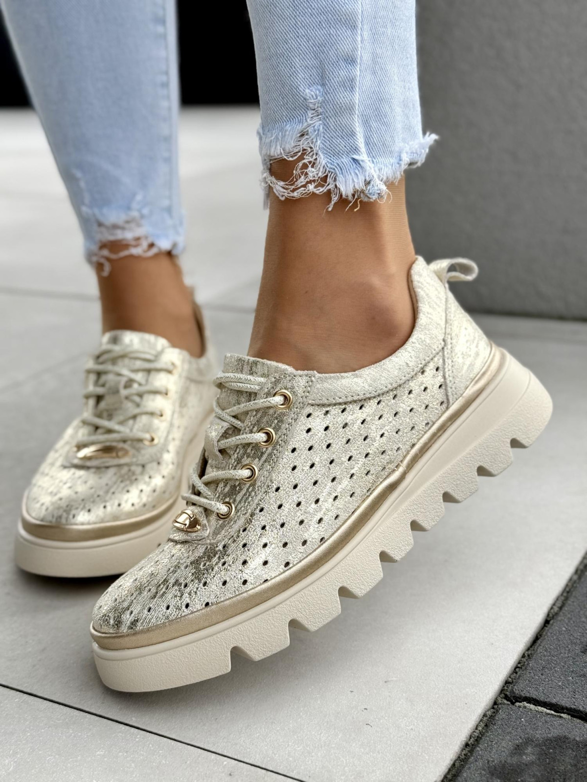 Sneakersy damskie ze skóry naturalnej