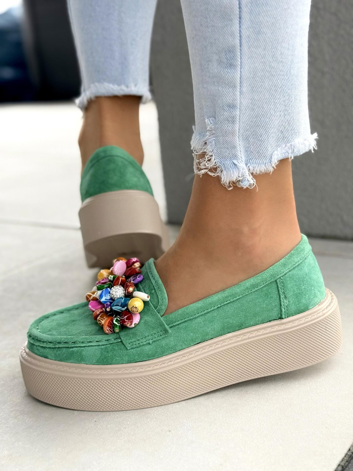 Mokasyny damskie ze skóry naturalnej