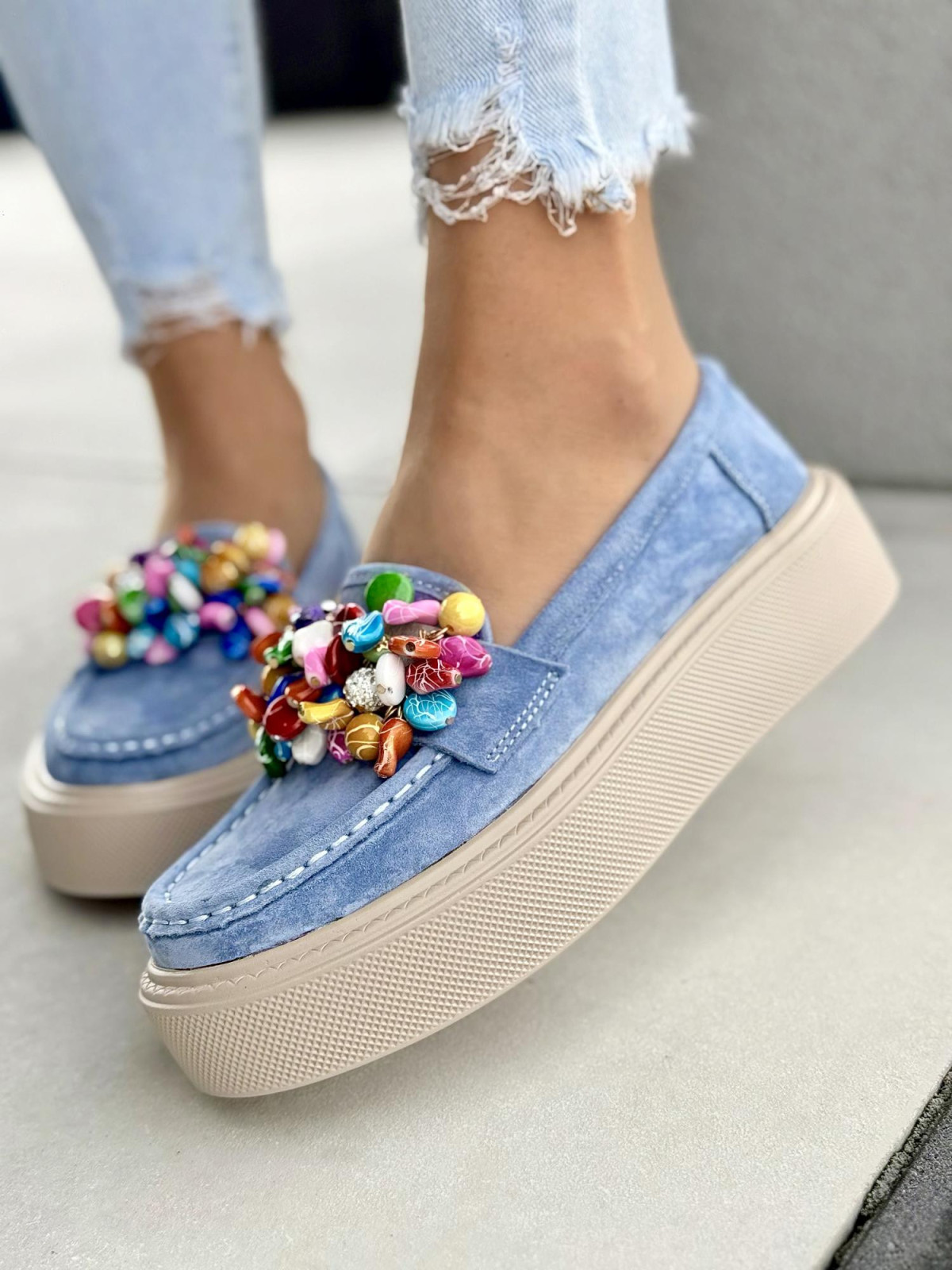 Mokasyny damskie ze skóry naturalnej