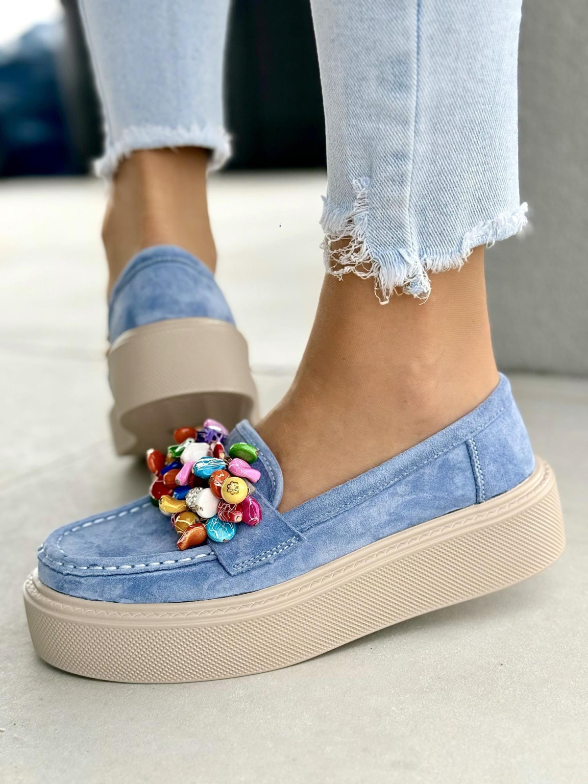 Mokasyny damskie ze skóry naturalnej