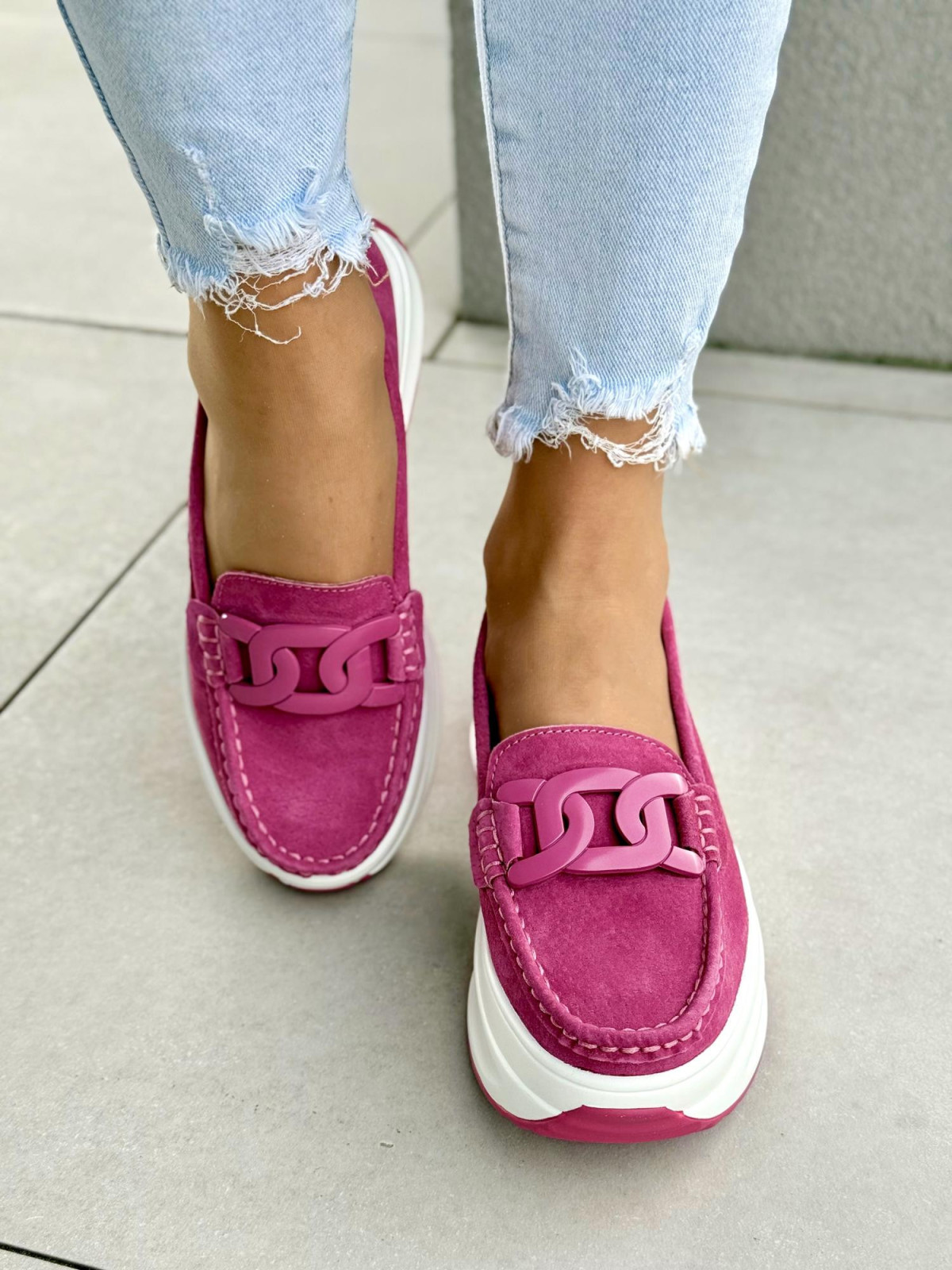 Mokasyny damskie ze skóry naturalnej