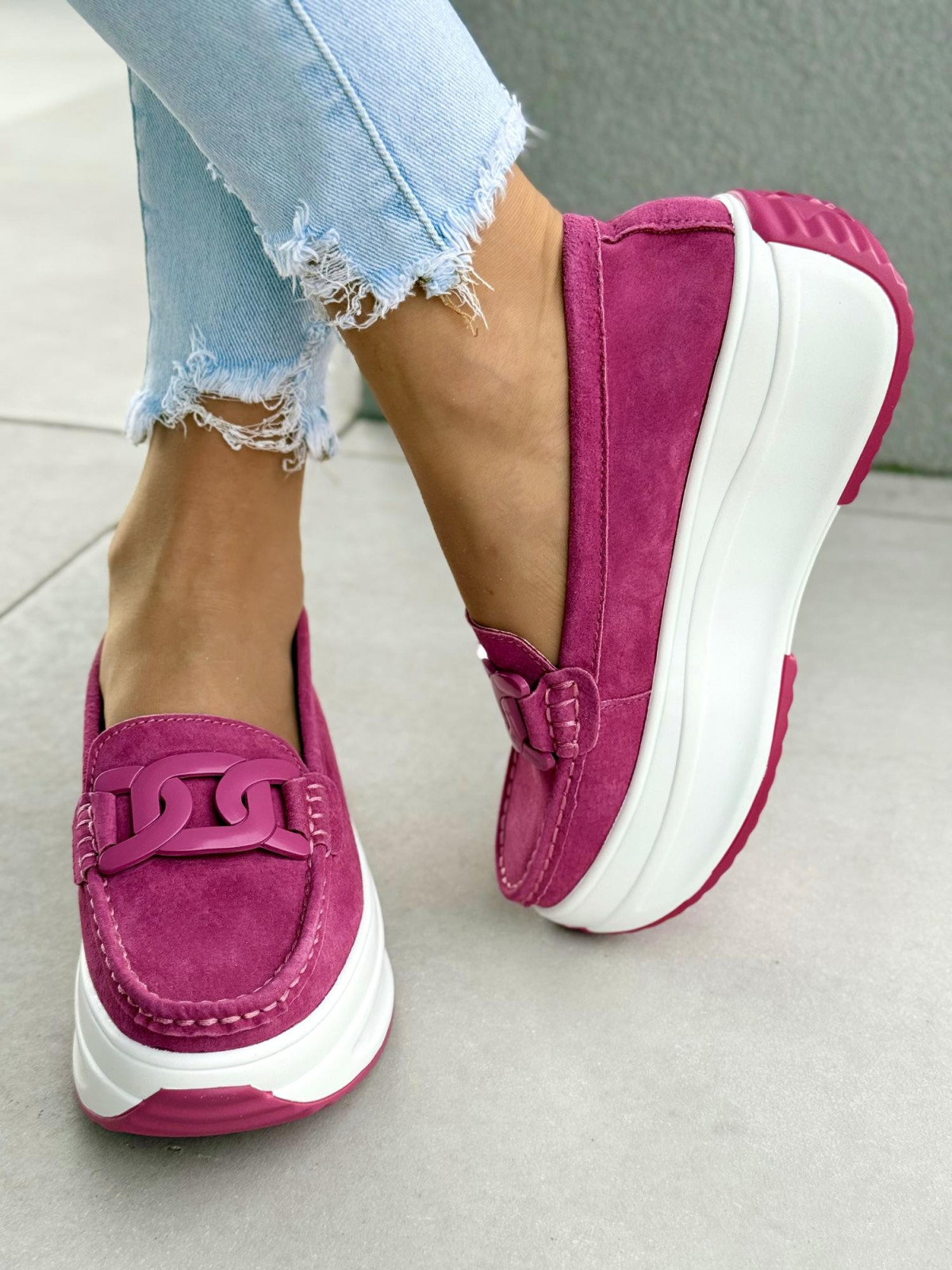 Mokasyny damskie ze skóry naturalnej