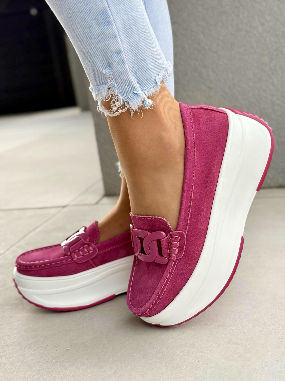 Mokasyny damskie ze skóry naturalnej