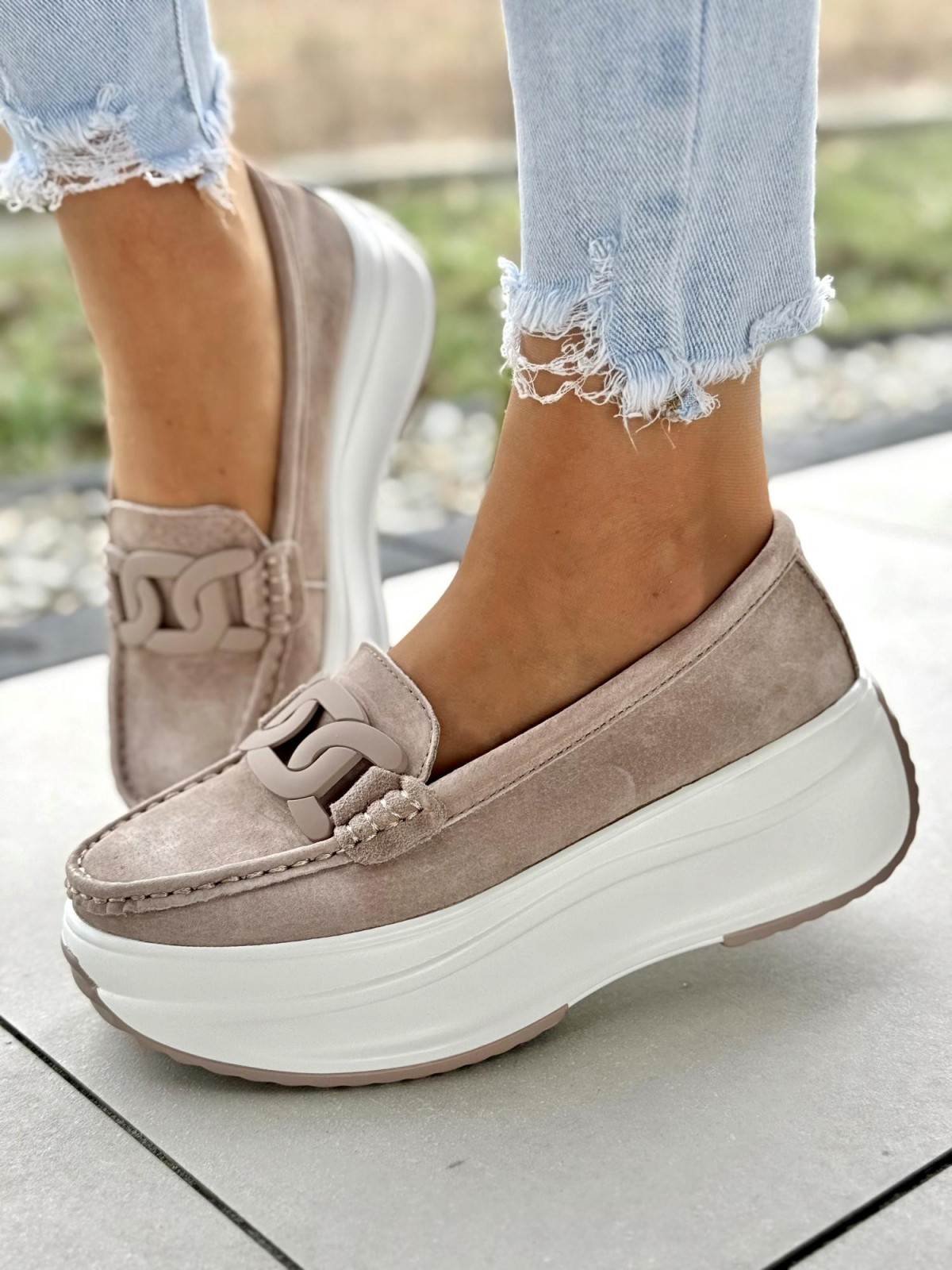 Mokasyny damskie ze skóry naturalnej