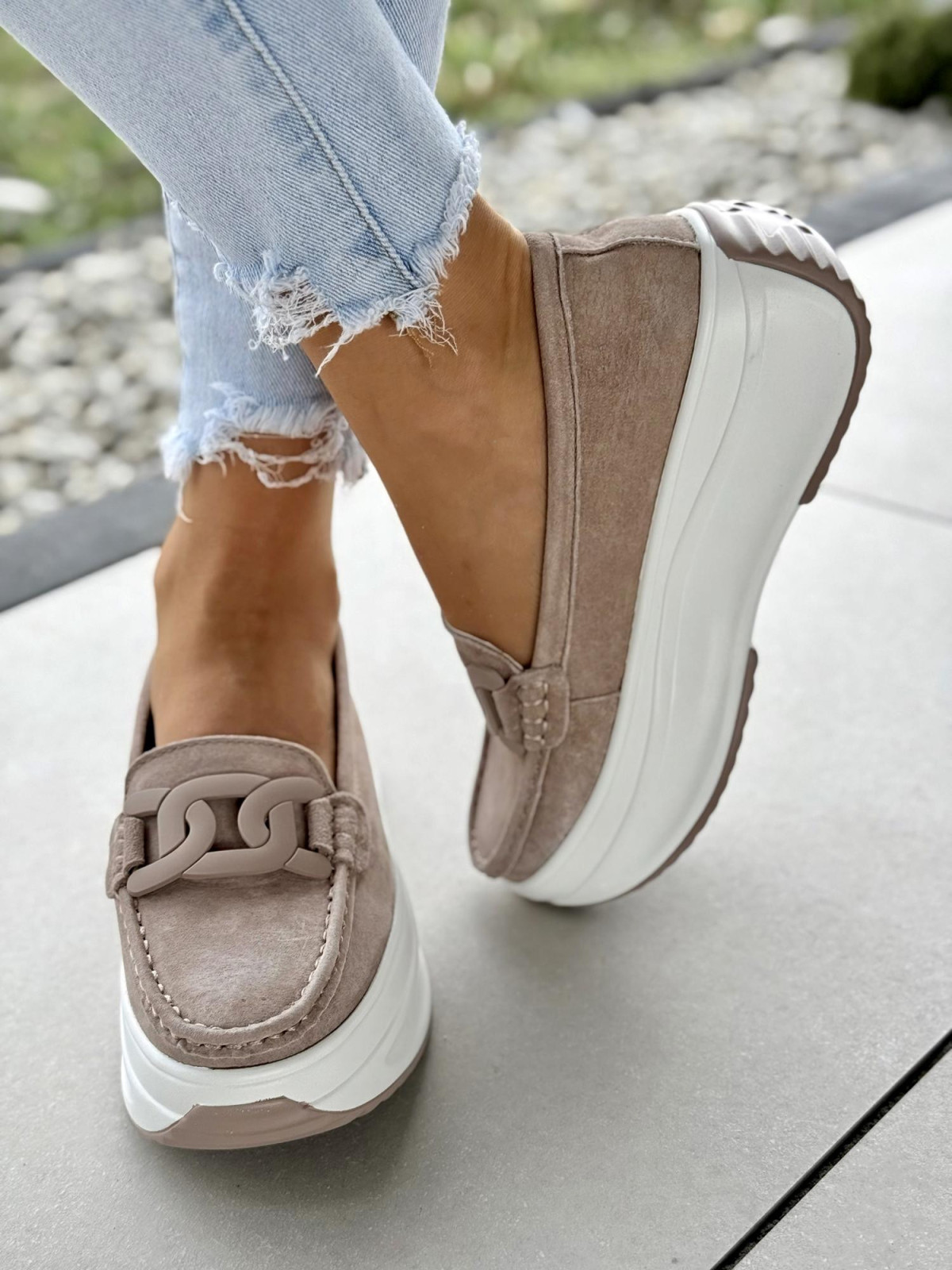 Mokasyny damskie ze skóry naturalnej