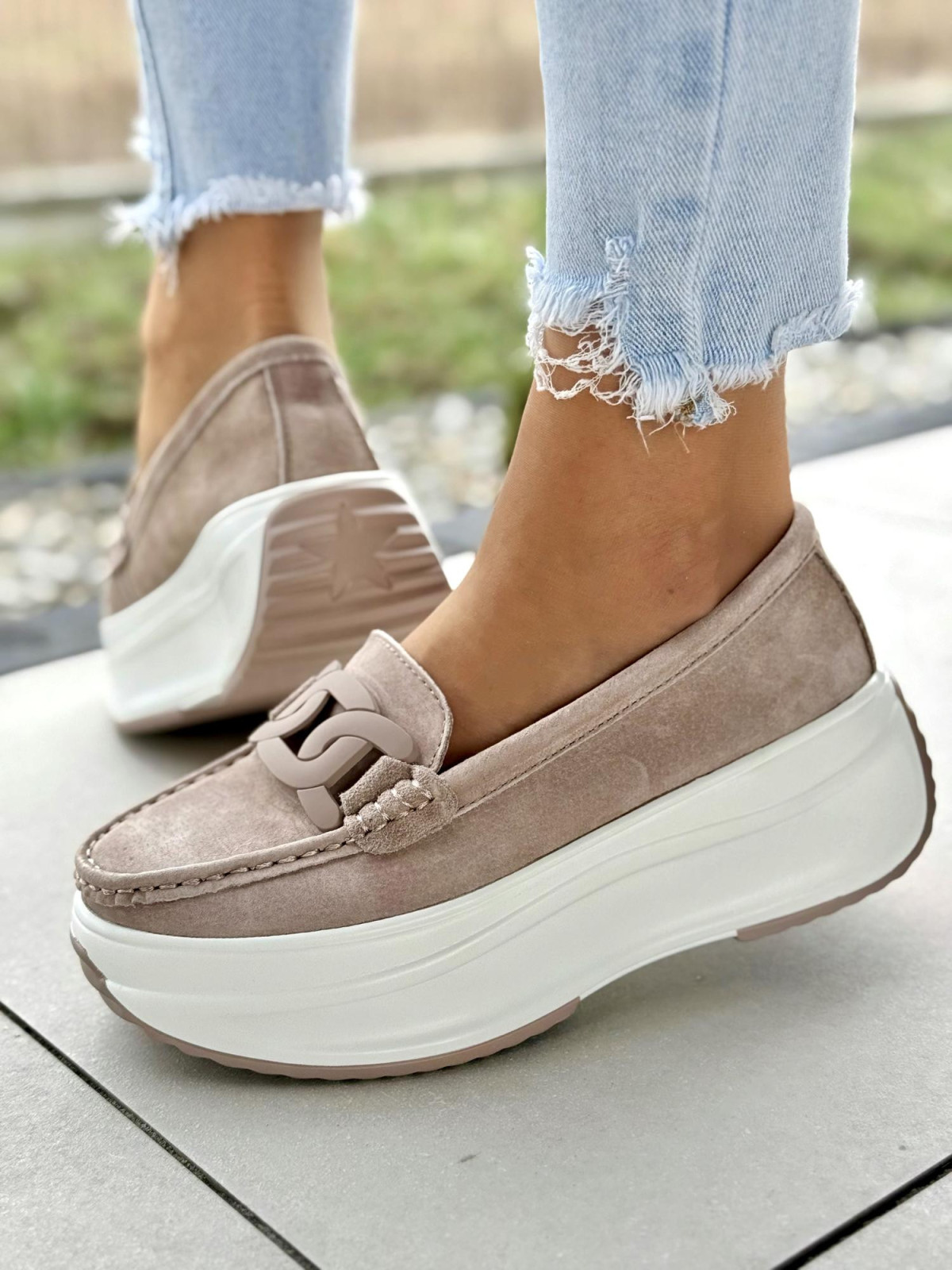 Mokasyny damskie ze skóry naturalnej