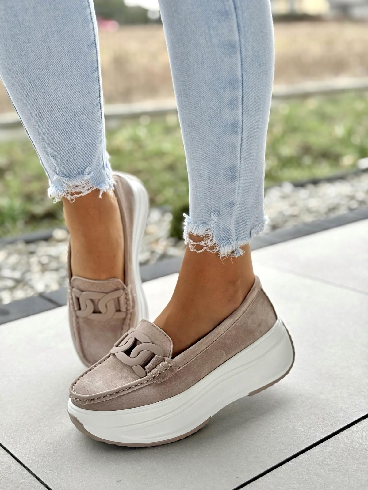 Mokasyny damskie ze skóry naturalnej