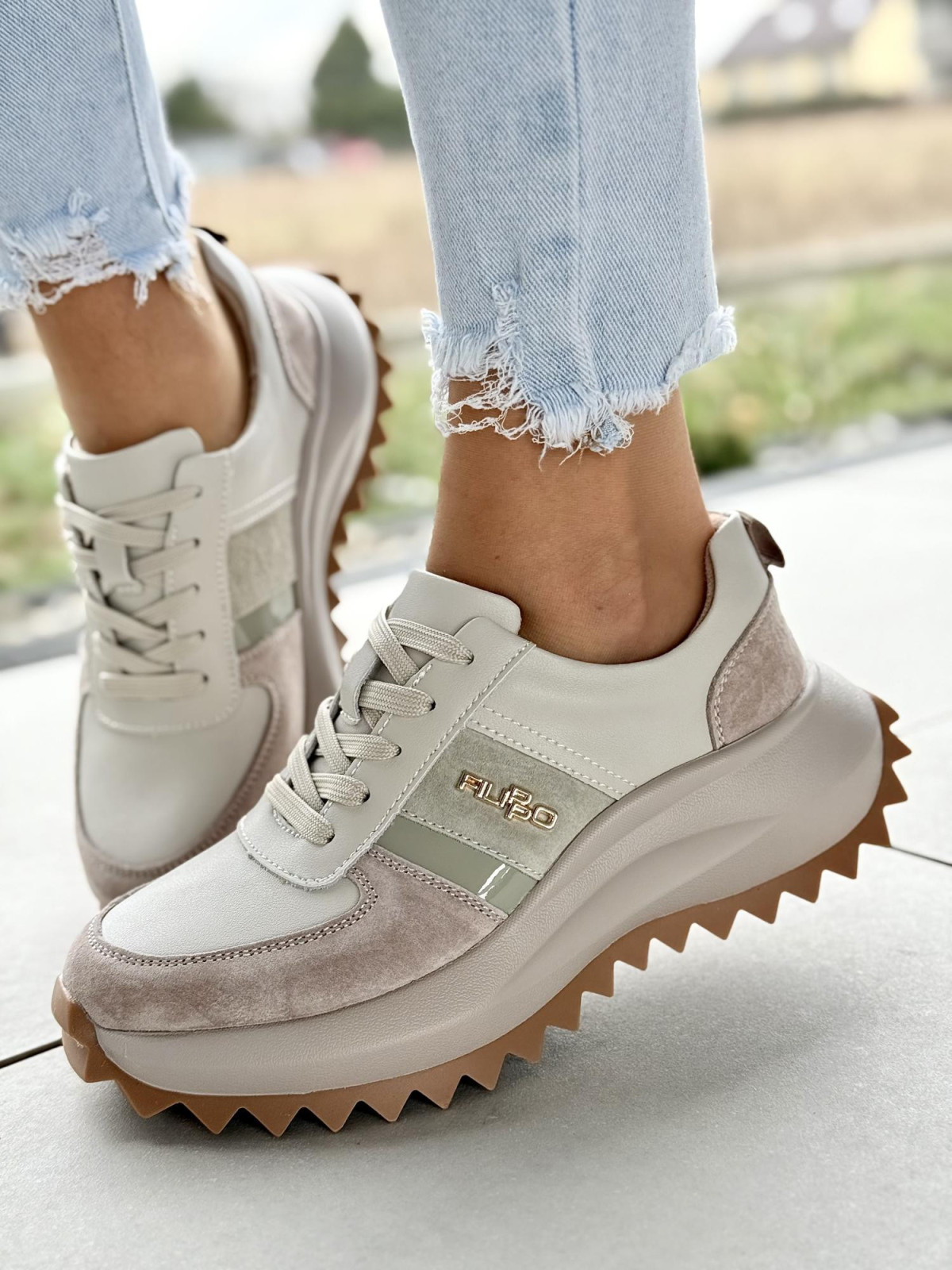 Sneakersy damskie ze skóry naturalnej