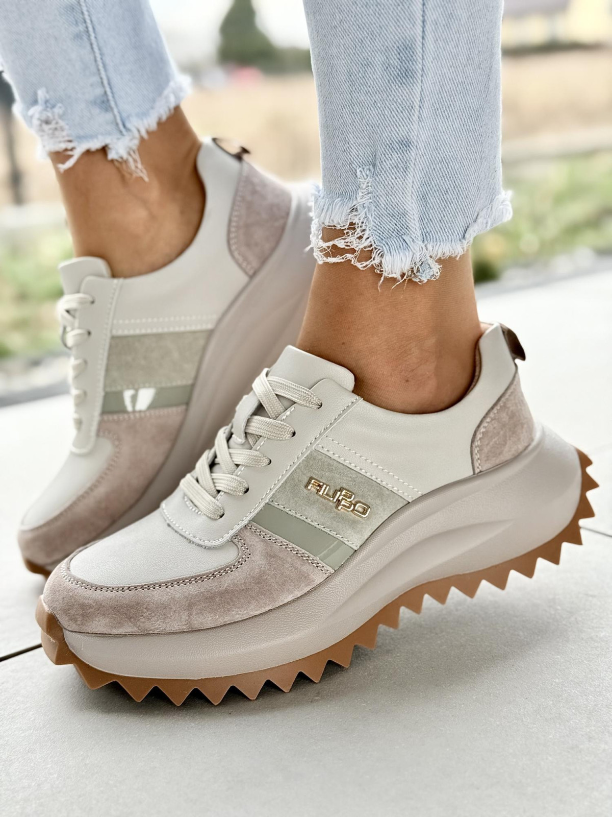 Sneakersy damskie ze skóry naturalnej