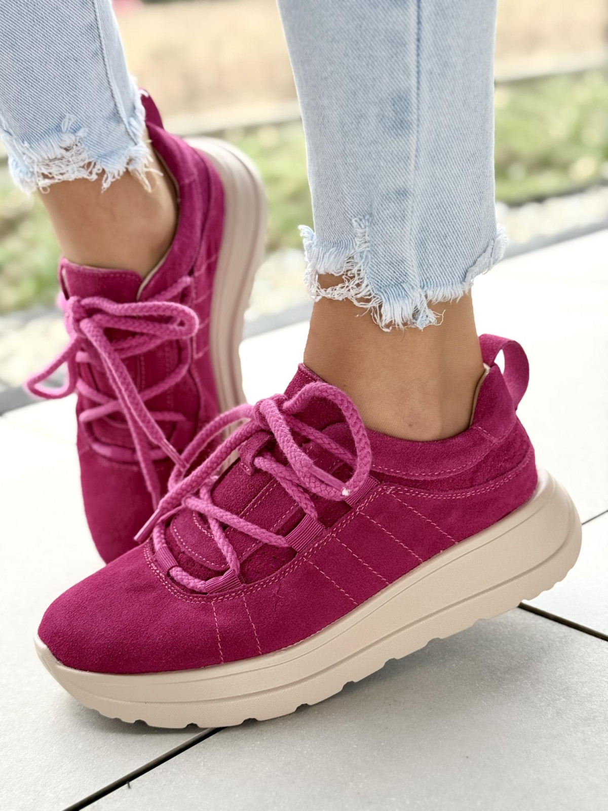 Sneakersy damskie ze skóry naturalnej