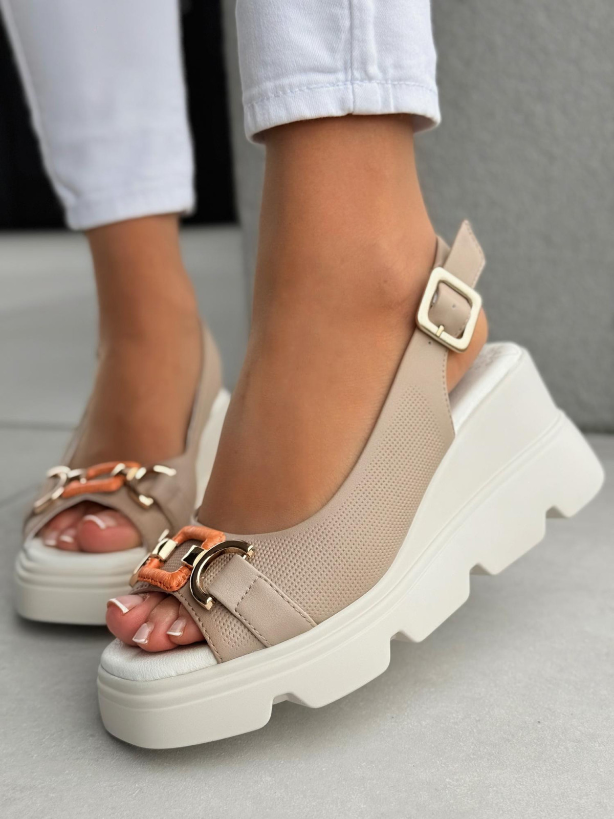 Mega wygodne sandałki damskie ze skóry naturalnej