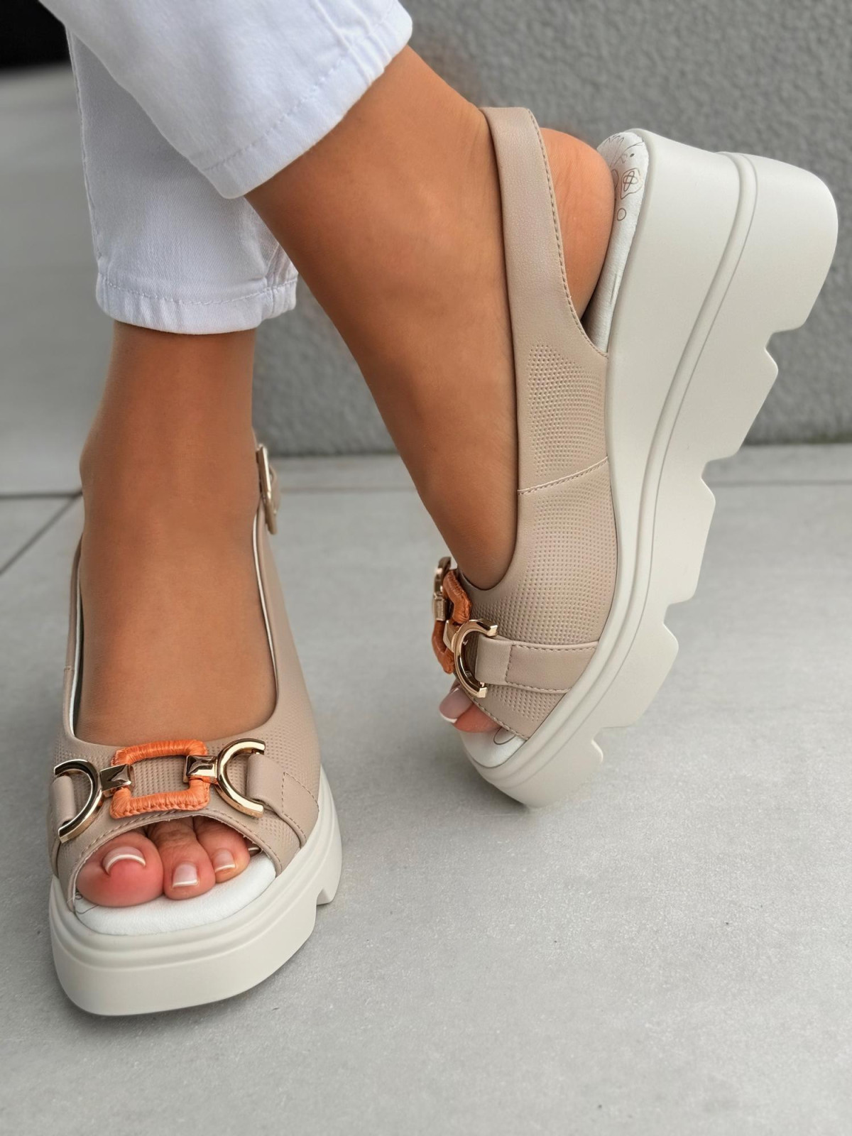 Mega wygodne sandałki damskie ze skóry naturalnej