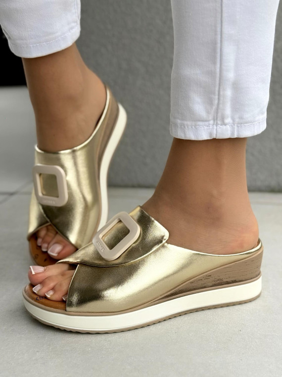 Mega wygodne klapki damskie ze skóry naturalnej