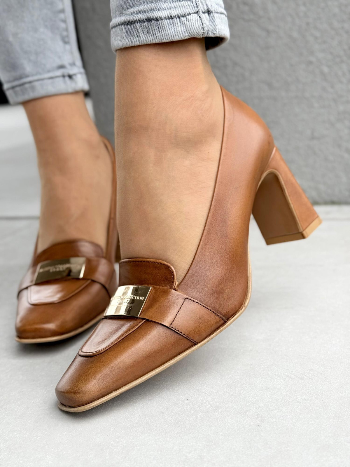 Czółenka OLEKSY ze skóry naturalnej Polskiej produkcji