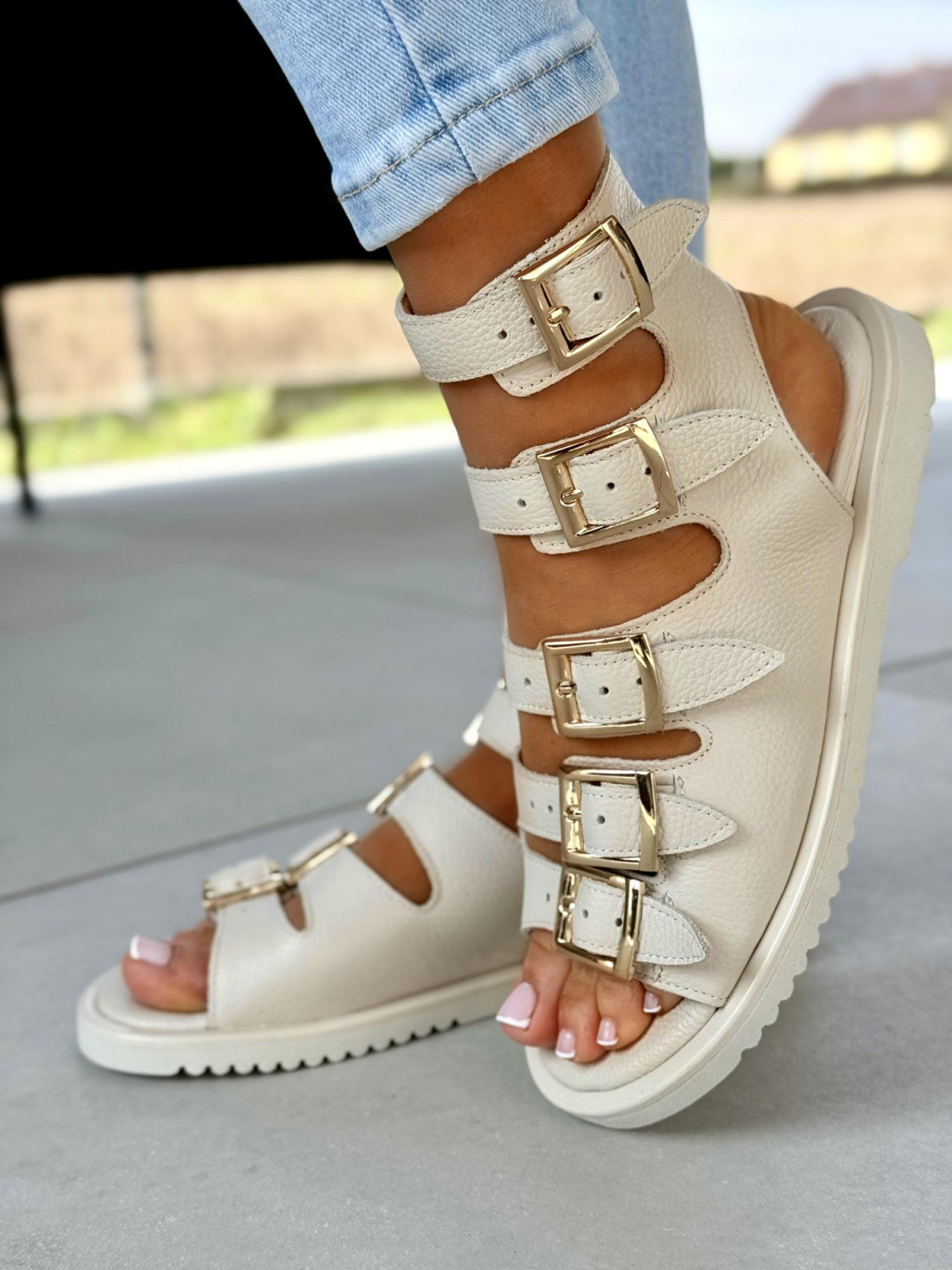 Sandałki damskie OLEKSY ze skóry naturalnej Polskiej produkcji