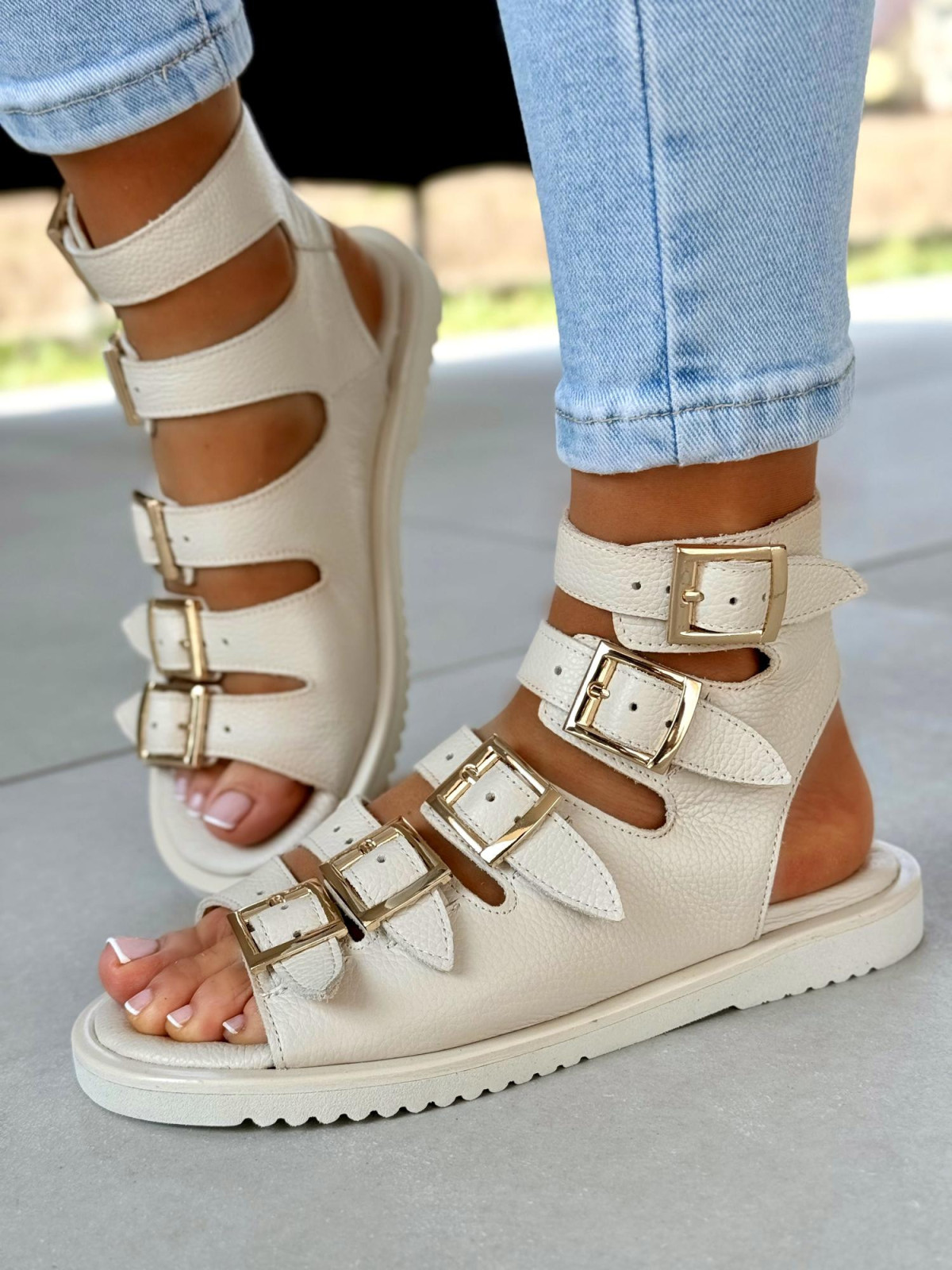 Sandałki damskie OLEKSY ze skóry naturalnej Polskiej produkcji