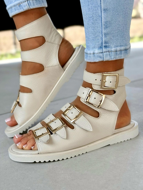 Sandałki damskie OLEKSY ze skóry naturalnej Polskiej produkcji