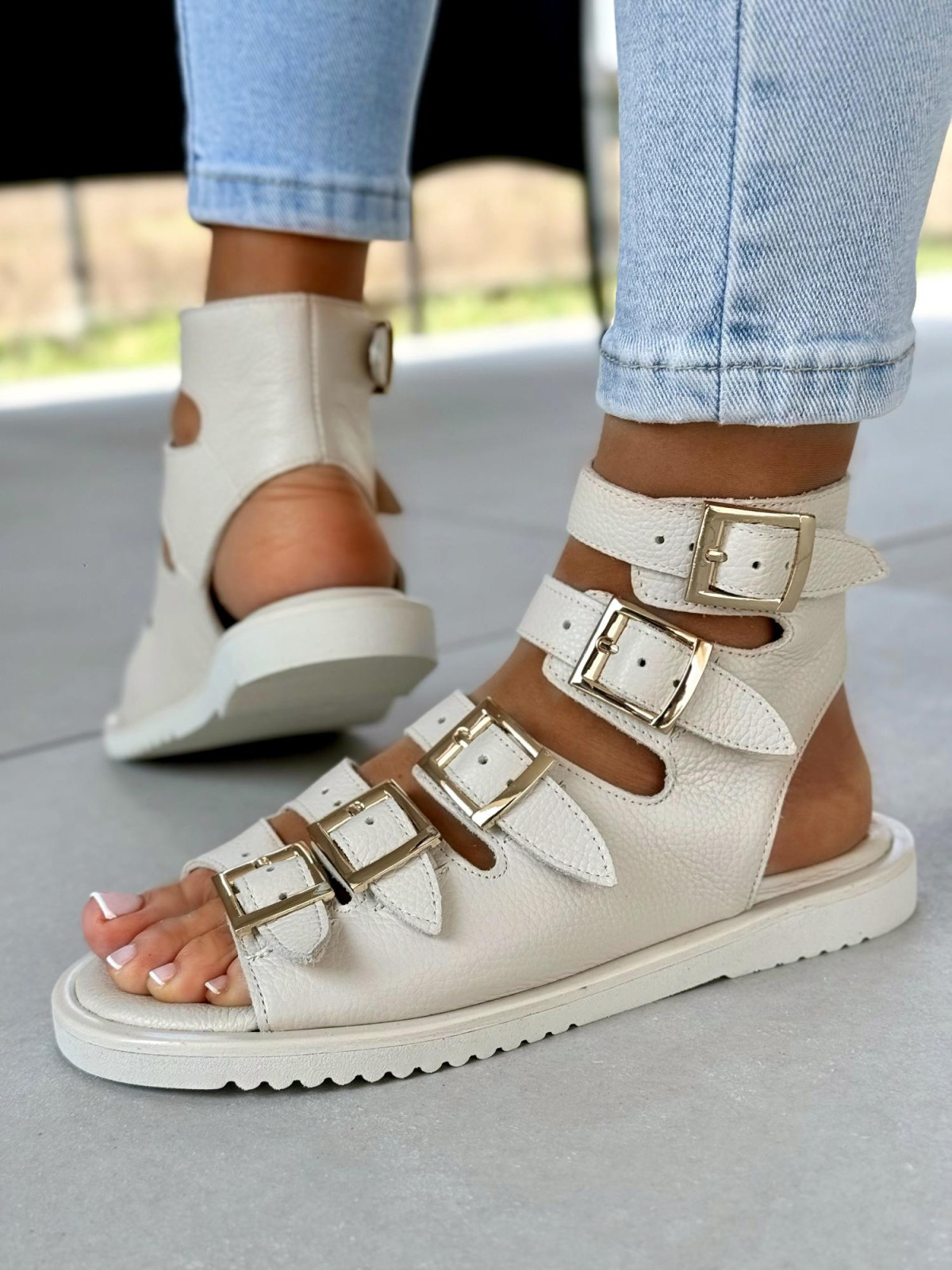 Sandałki damskie OLEKSY ze skóry naturalnej Polskiej produkcji