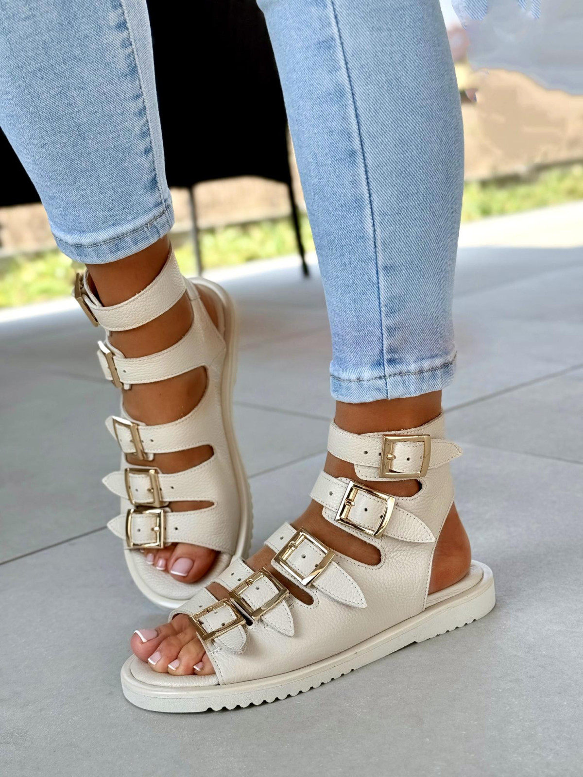 Sandałki damskie OLEKSY ze skóry naturalnej Polskiej produkcji