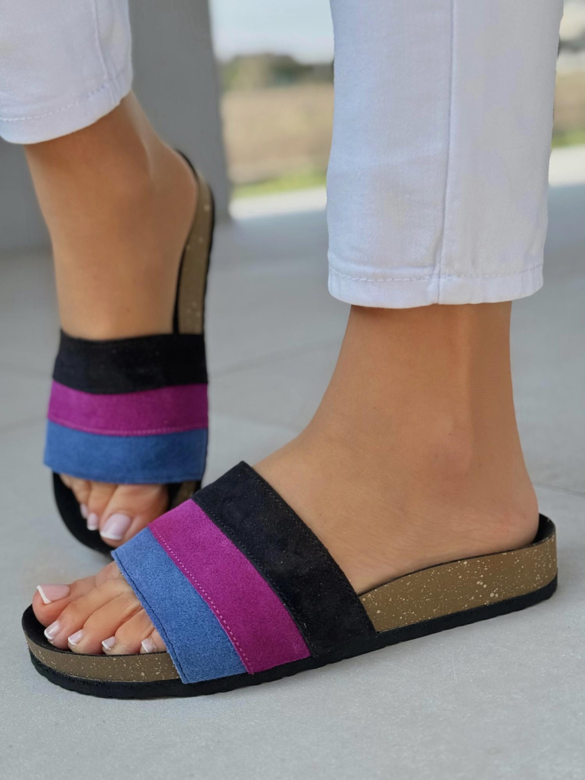 Klapki damskie OLEKSY ze skóry naturalnej Polskiej produkcji