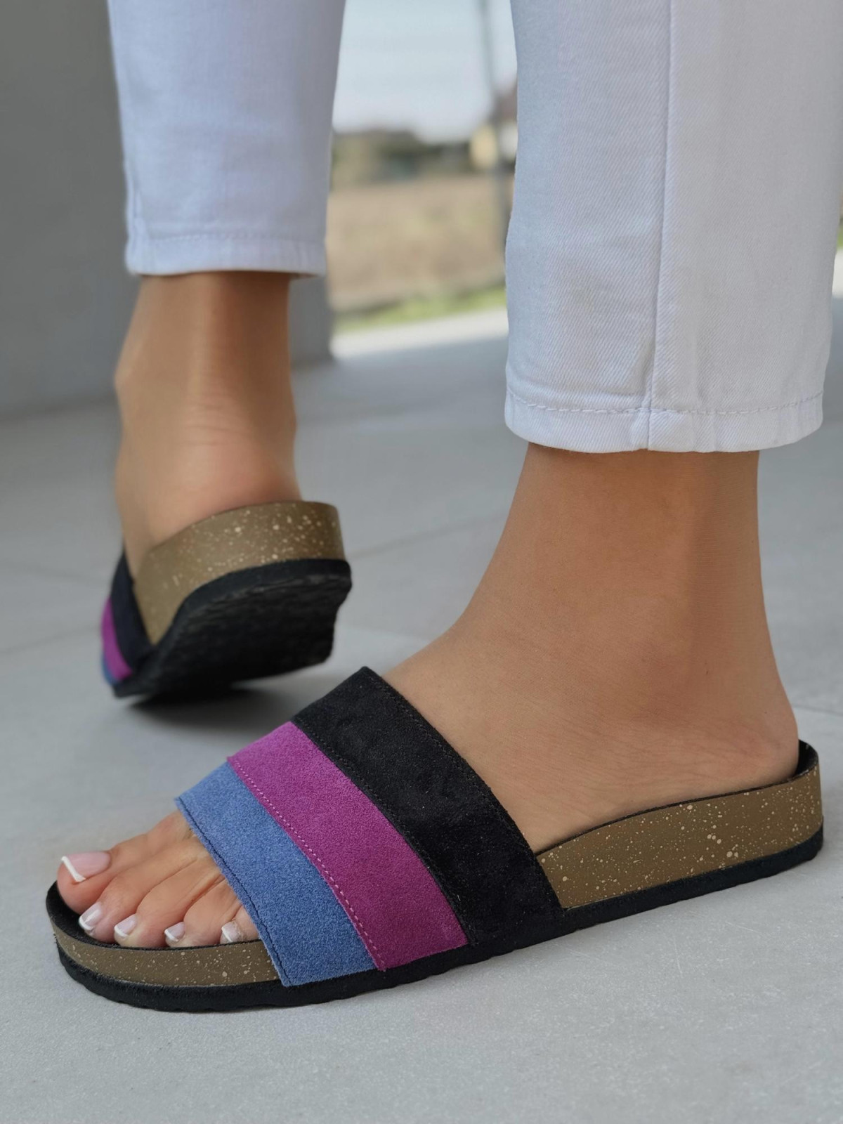 Klapki damskie OLEKSY ze skóry naturalnej Polskiej produkcji