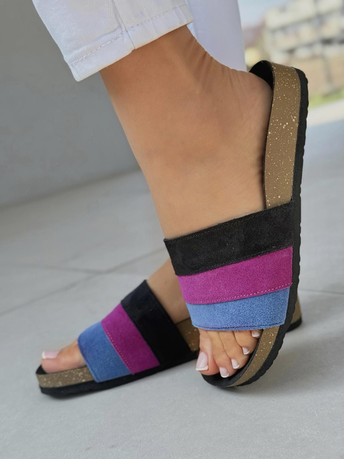 Klapki damskie OLEKSY ze skóry naturalnej Polskiej produkcji