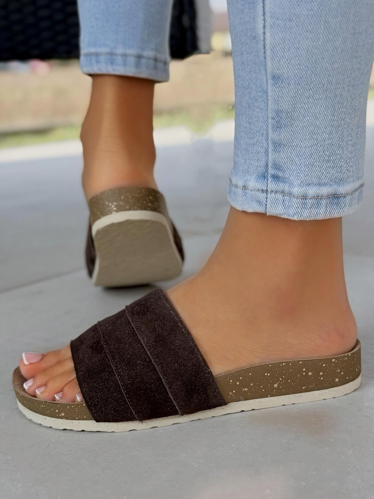 Klapki damskie OLEKSY ze skóry naturalnej Polskiej produkcji