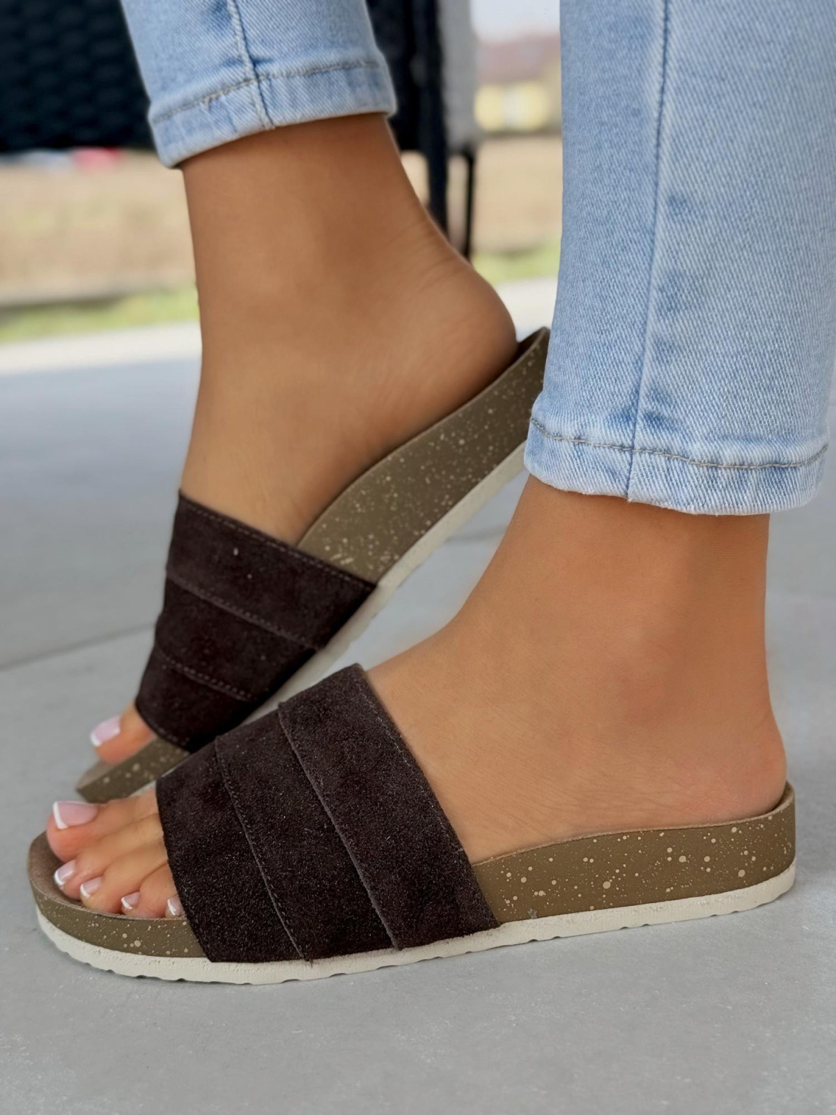 Klapki damskie OLEKSY ze skóry naturalnej Polskiej produkcji