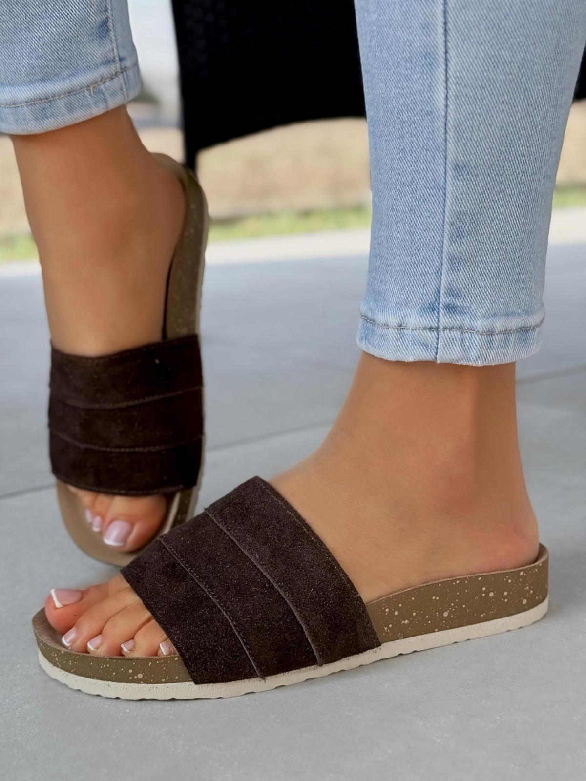 Klapki damskie OLEKSY ze skóry naturalnej Polskiej produkcji