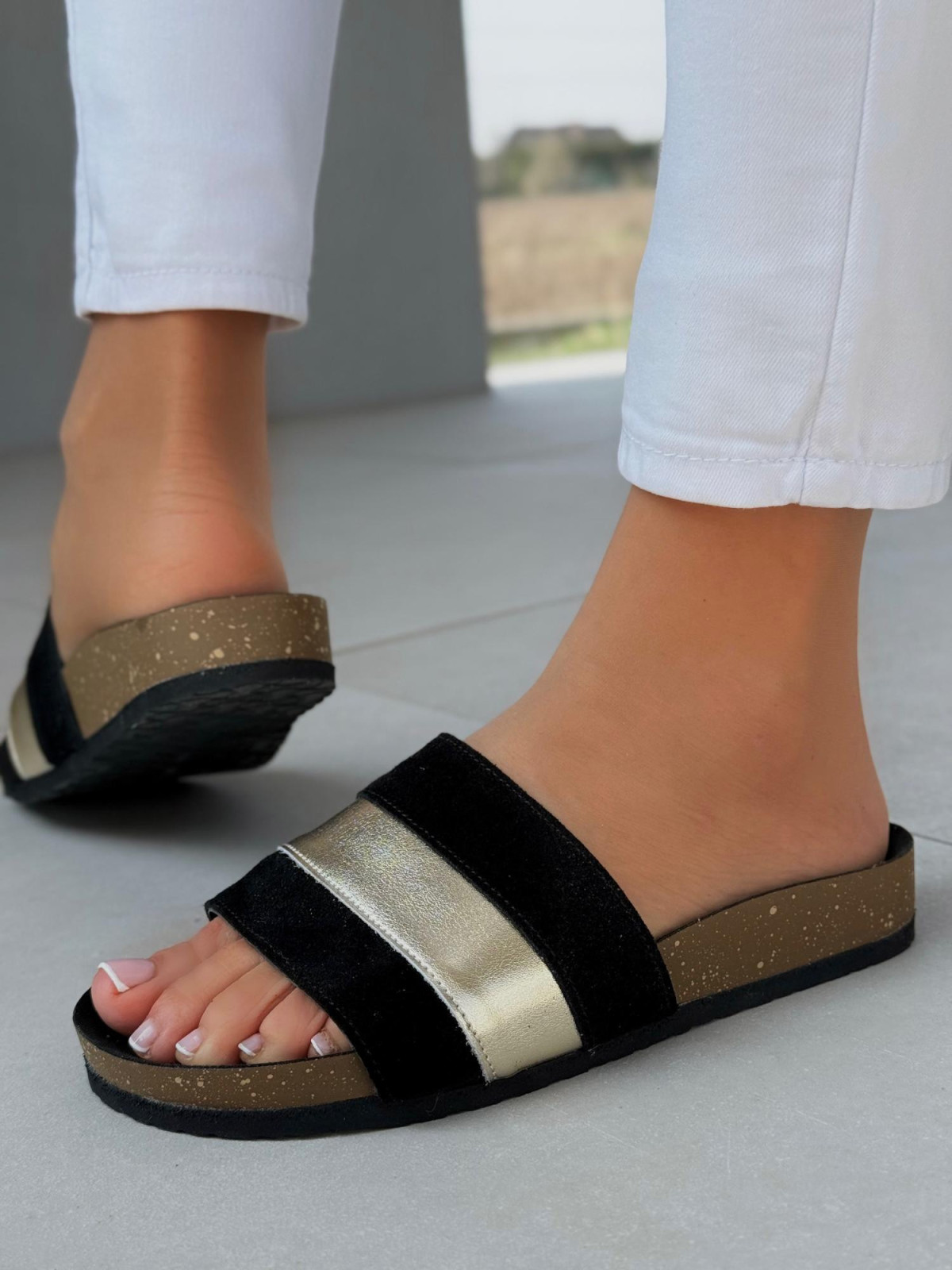 Klapki damskie OLEKSY ze skóry naturalnej Polskiej produkcji