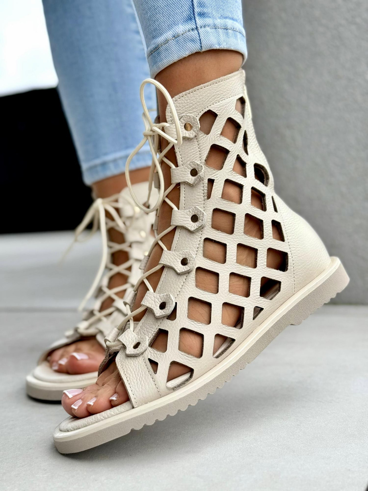 Sandałki damskie OLEKSY ze skóry naturalnej Polskiej produkcji