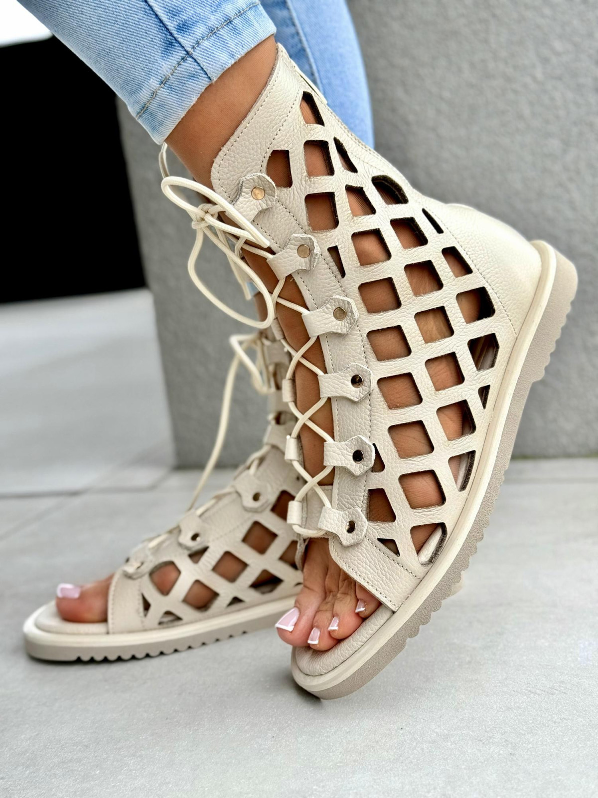 Sandałki damskie OLEKSY ze skóry naturalnej Polskiej produkcji