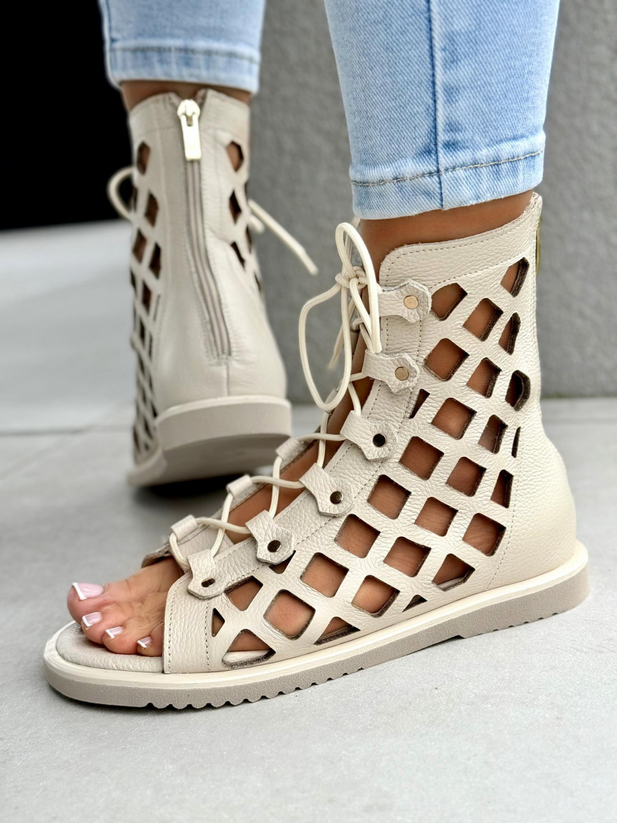 Sandałki damskie OLEKSY ze skóry naturalnej Polskiej produkcji