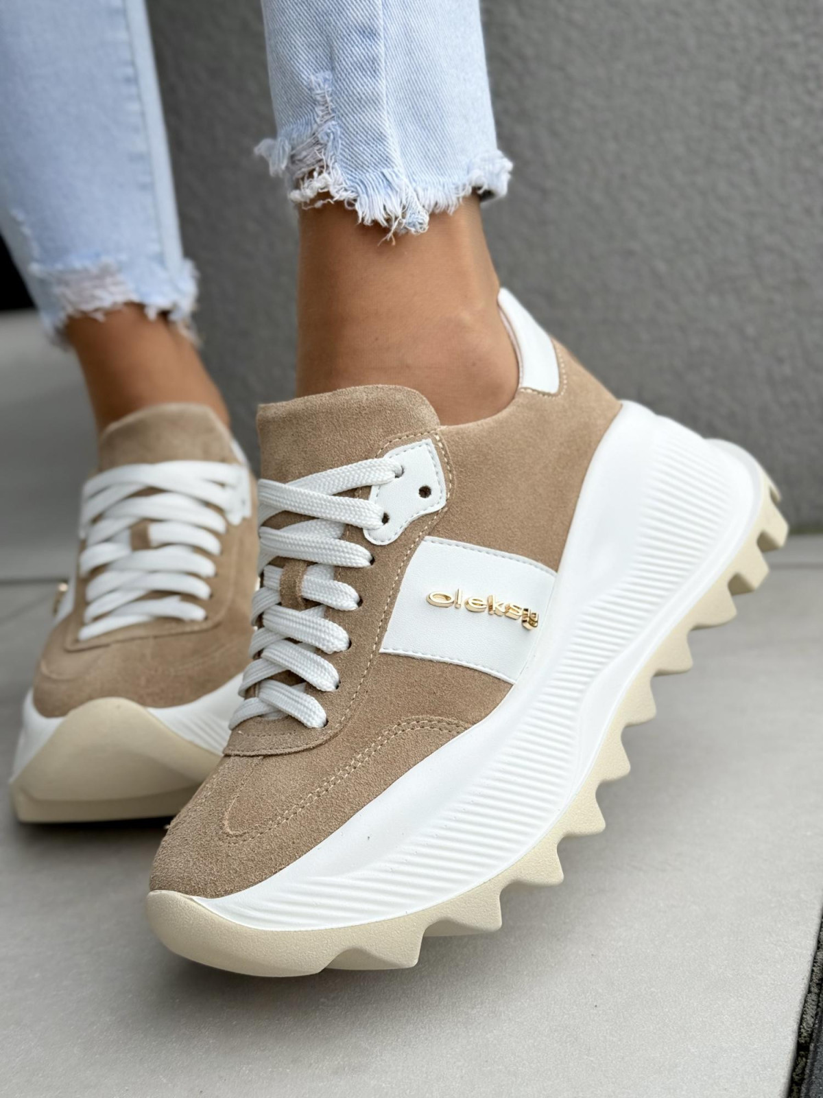 Sneakersy damskie OLEKSY ze skóry naturalnej Polskiej produkcji