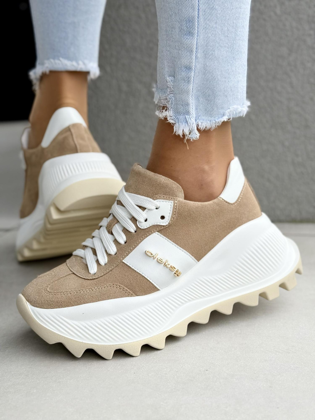 Sneakersy damskie OLEKSY ze skóry naturalnej Polskiej produkcji