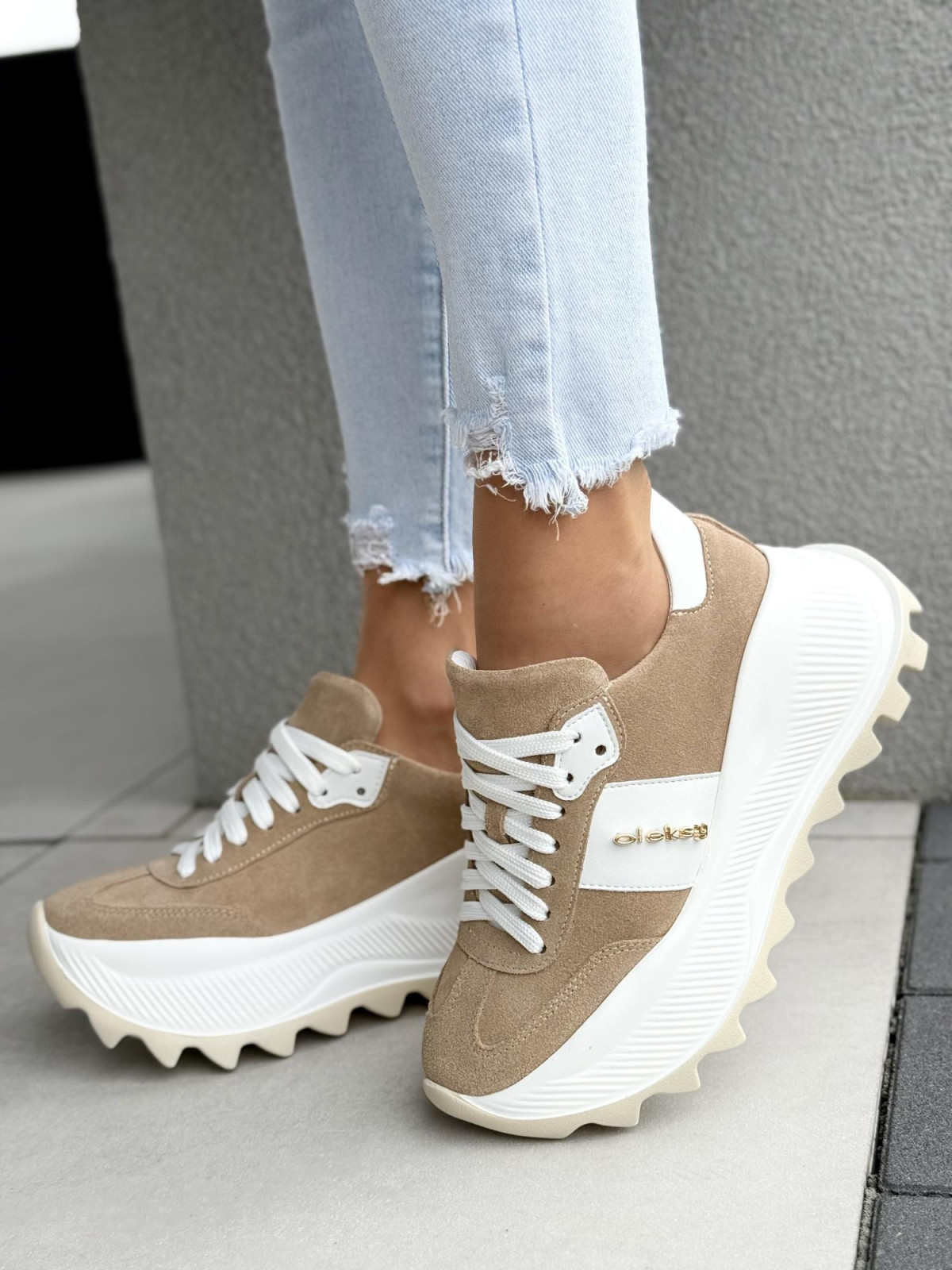 Sneakersy damskie OLEKSY ze skóry naturalnej Polskiej produkcji