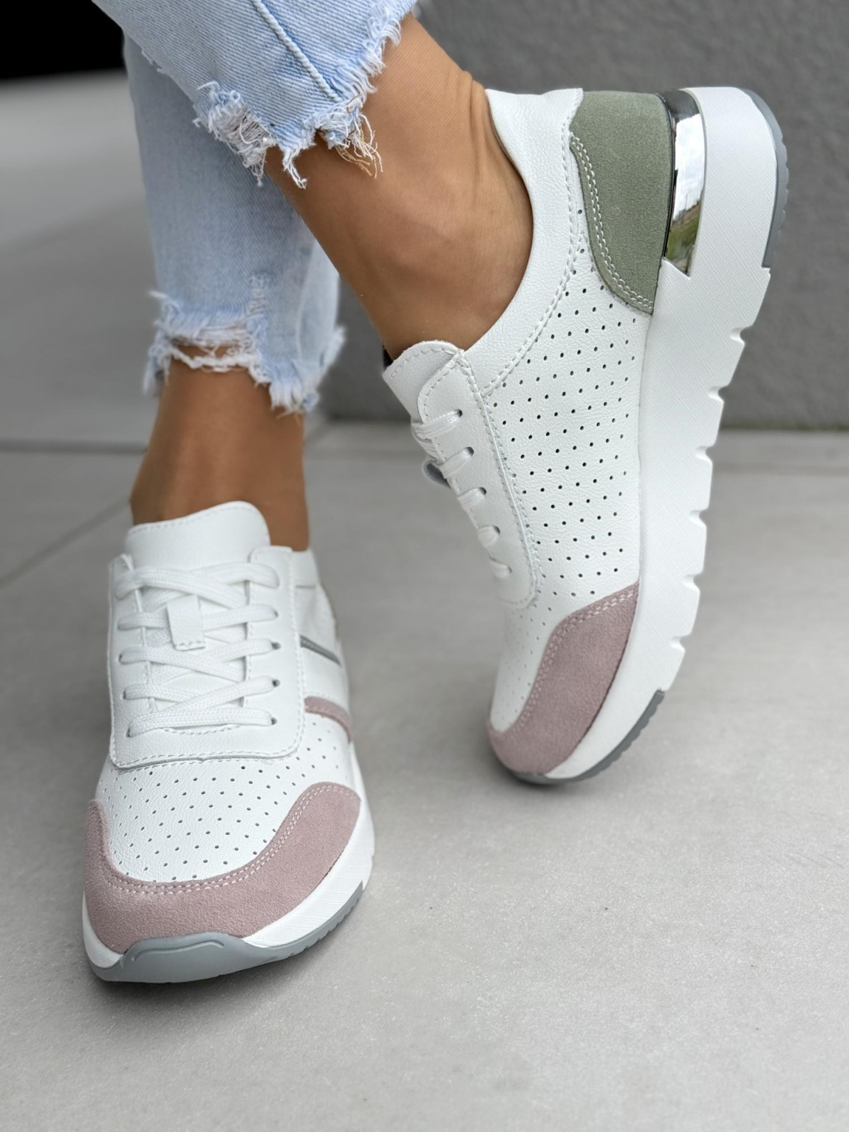 Sneakersy damskie ze skóry naturalnej