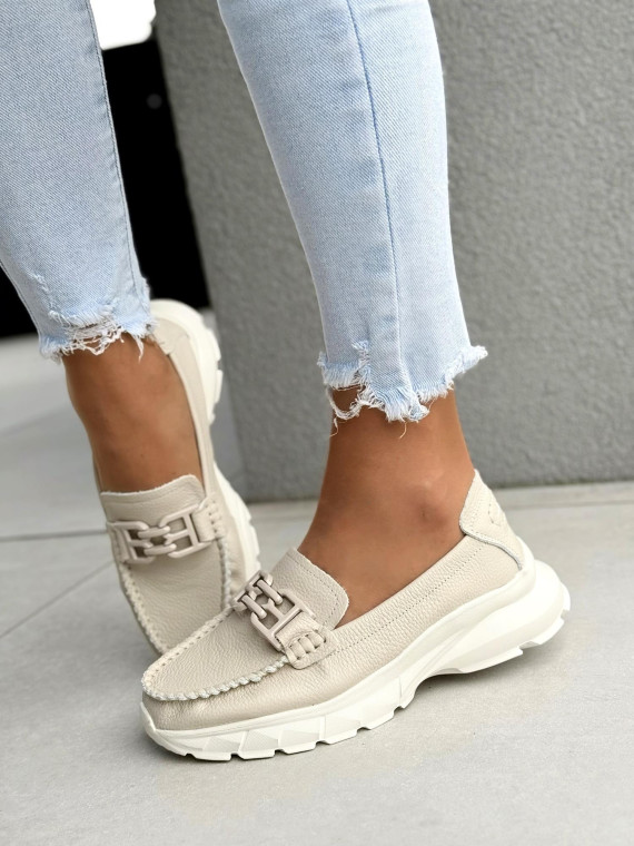 Mokasyny damskie ze skóry naturalnej