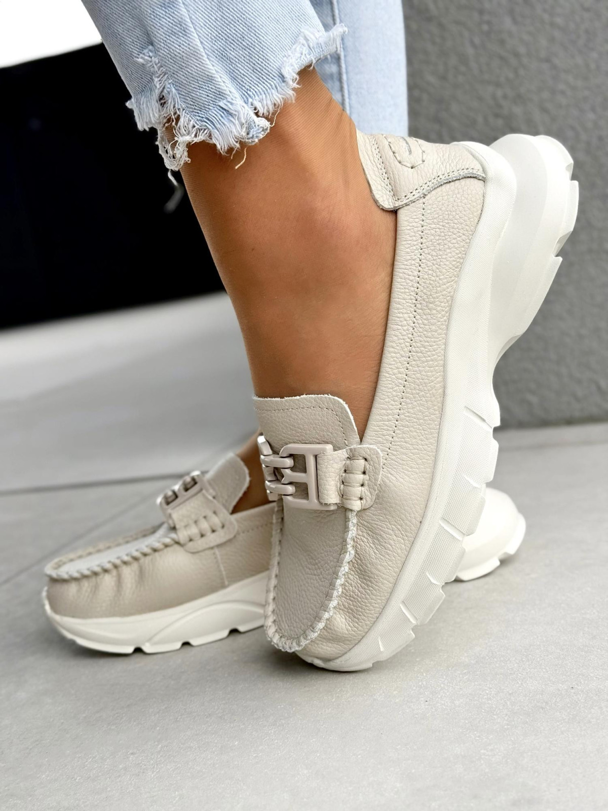 Mokasyny damskie ze skóry naturalnej